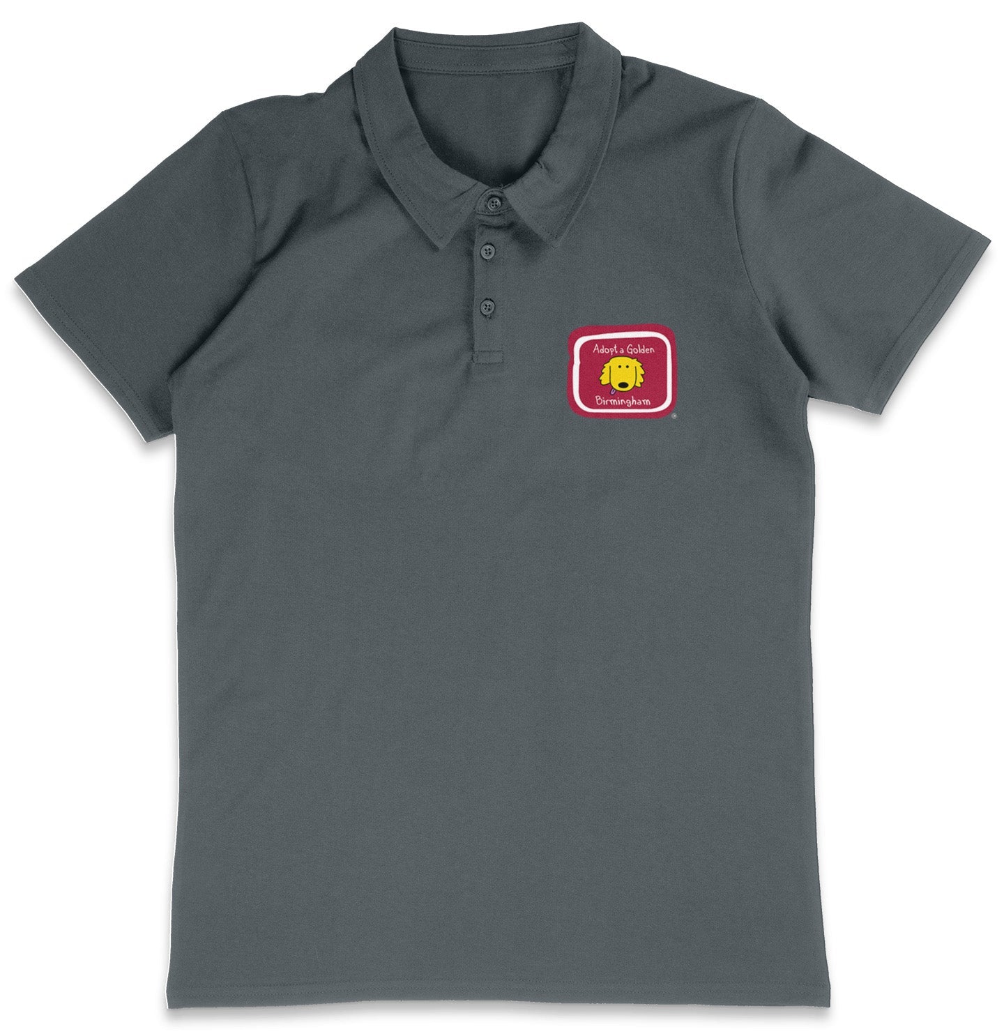 Adopt a Golden Birmingham LC Logo - Adult Micro-Mesh Polo - Kelly Green - Small - Charcoal