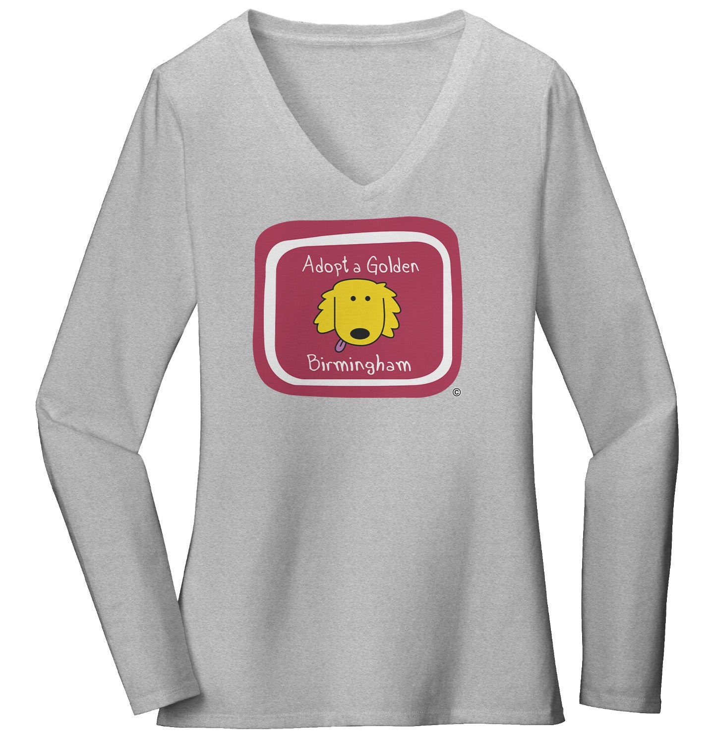 Adopt a Golden Birmingham Logo - Women's V-Neck Long Sleeve T-Shirt
