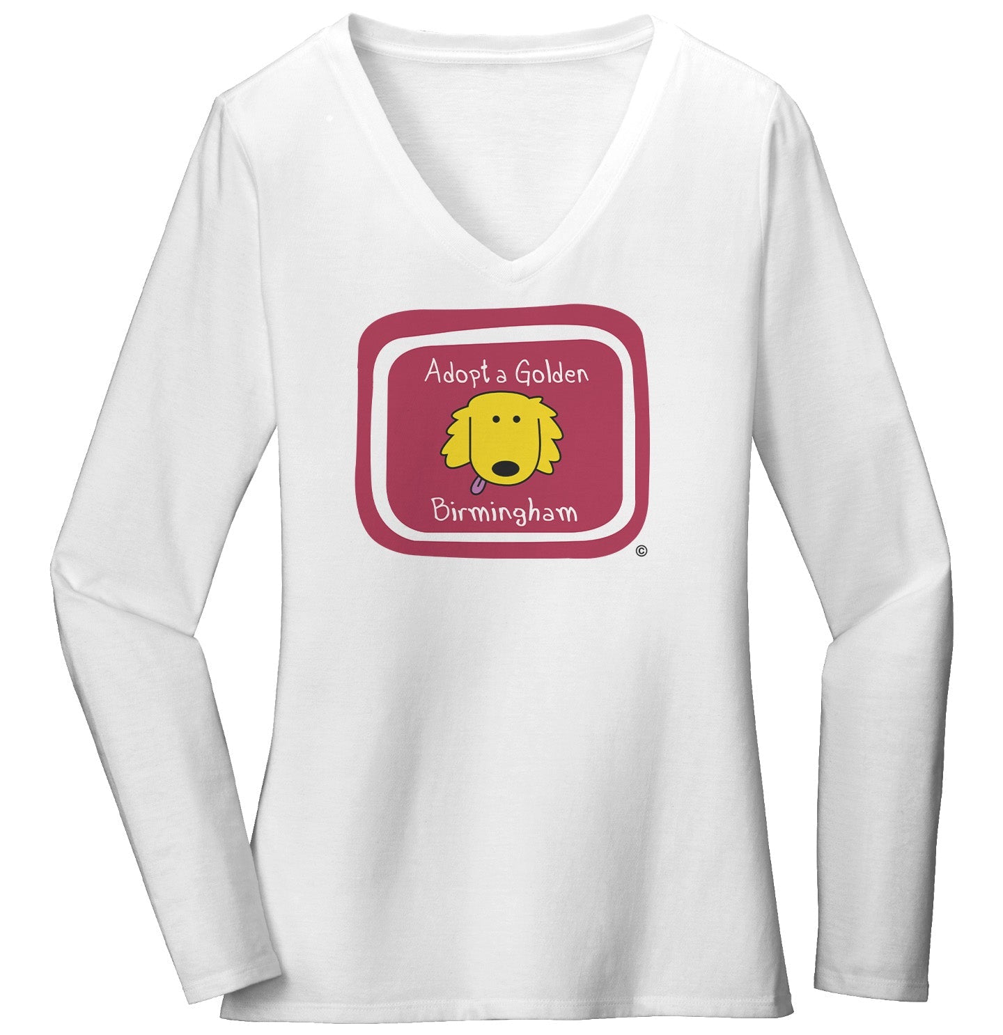 Adopt a Golden Birmingham Logo - Women's V-Neck Long Sleeve T-Shirt