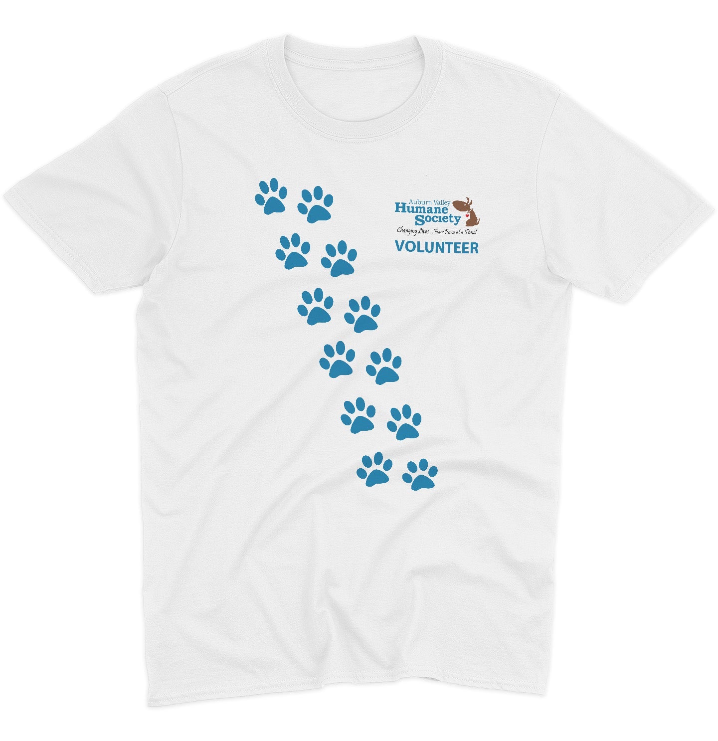 AVHS Volunteer Paw Prints - Adult Unisex T-Shirt - Pink - Large - White