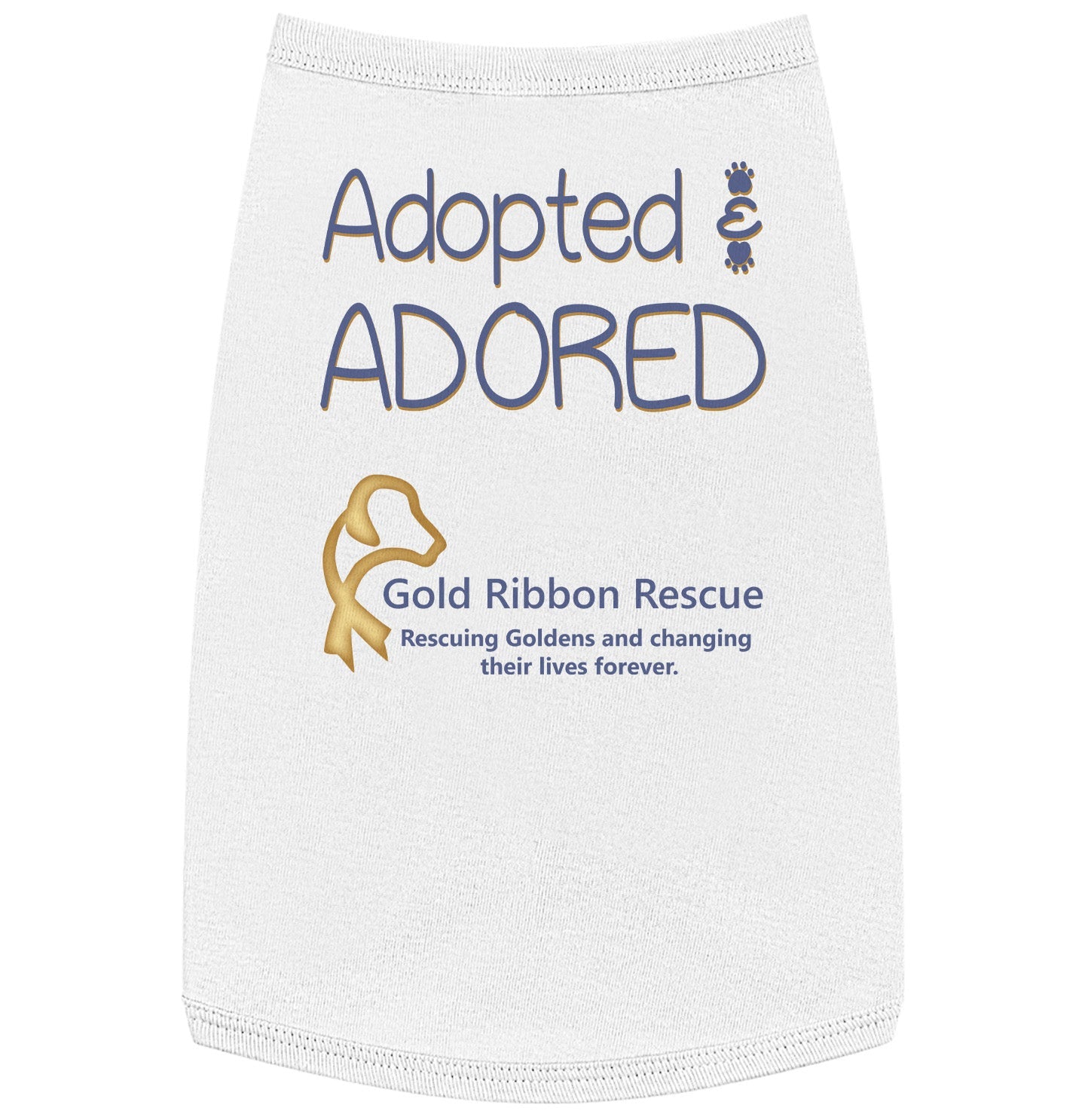 Adopted and Adored Gold Ribbon Rescue - Pet Tank Top - White