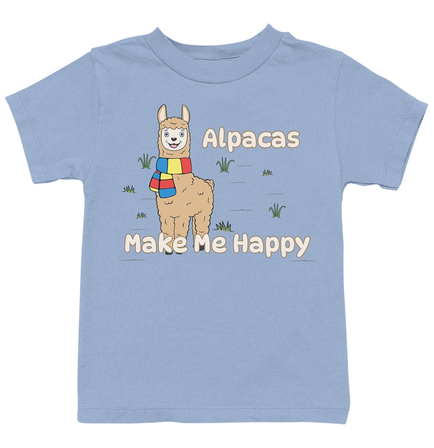 Alpaca Toon Make Me Happy - Kids' Unisex T-Shirt - Light Blue
