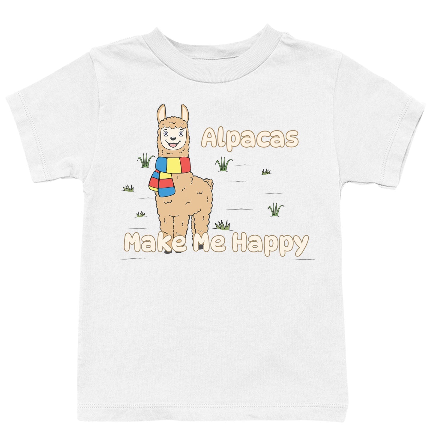 Alpaca Toon Make Me Happy - Kids' Unisex T-Shirt - White