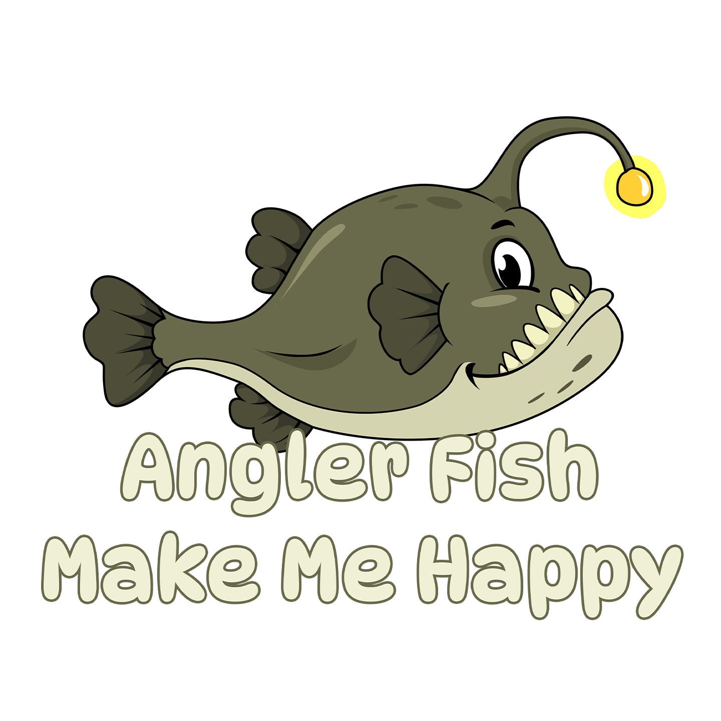 Angler Fish Toon Make Me Happy - Adult Unisex T-Shirt - Graphic