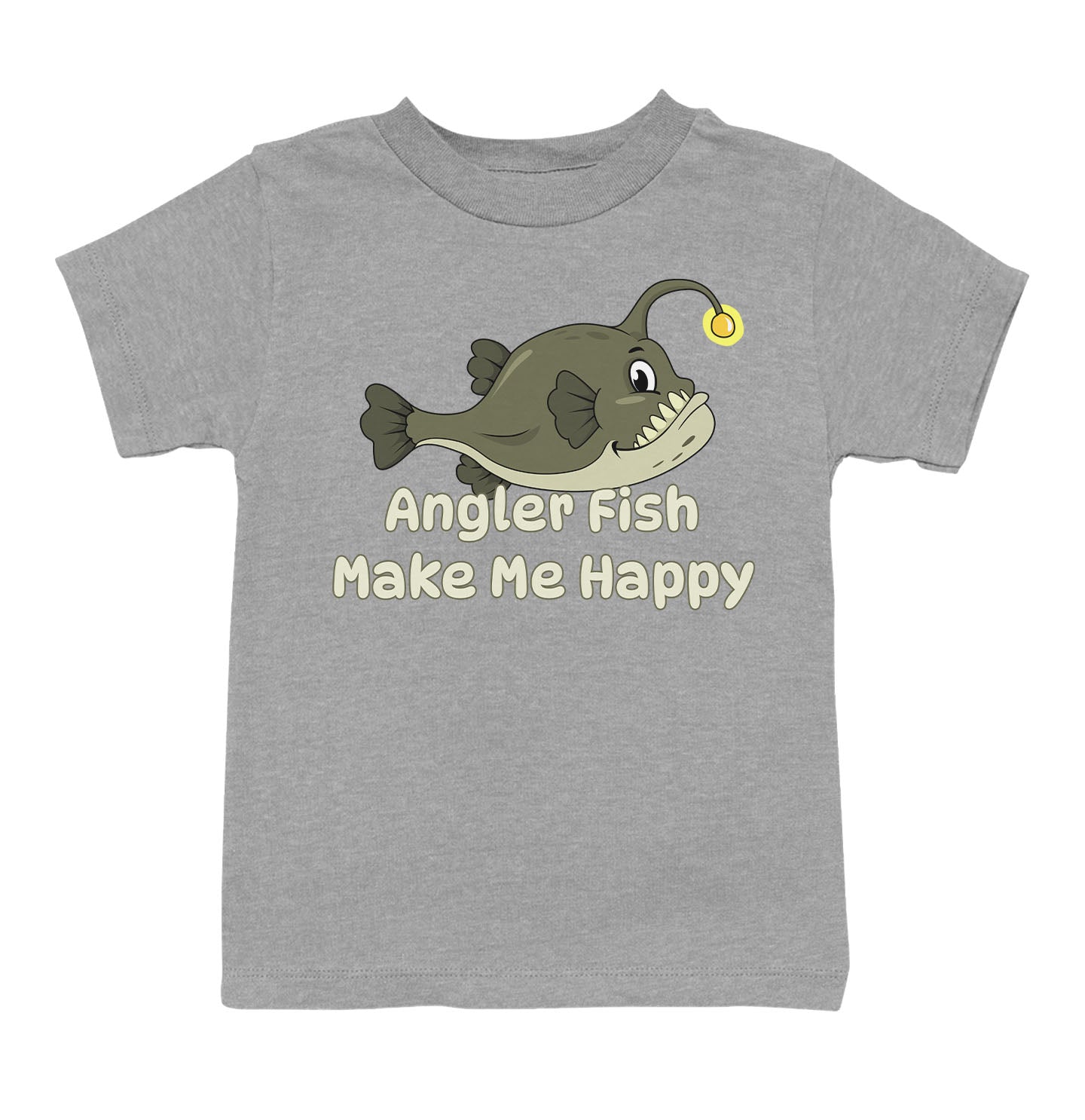 Angler Fish Toon Make Me Happy - Toddler Unisex T-Shirt - Grey