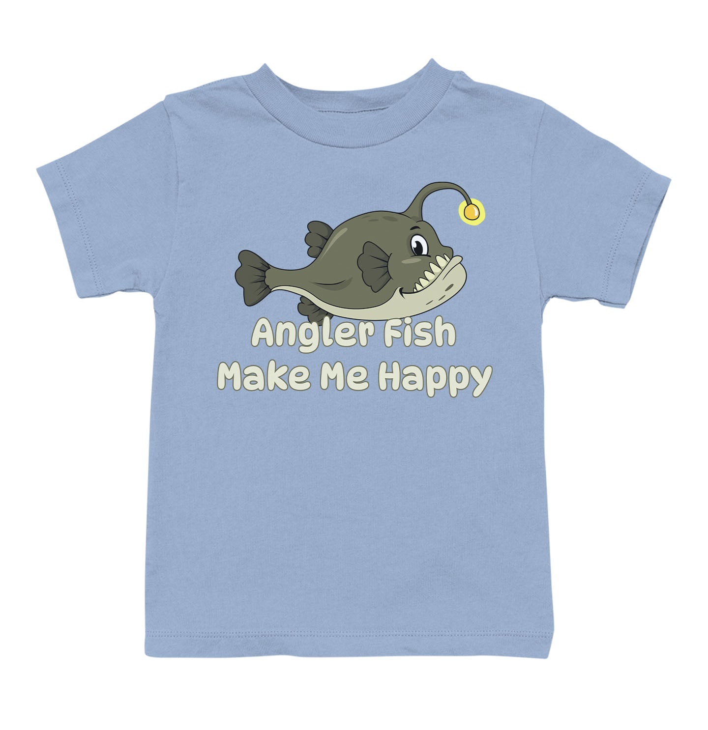 Angler Fish Toon Make Me Happy - Toddler Unisex T-Shirt - Light Blue