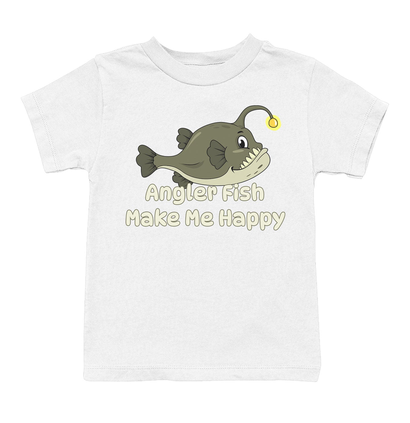 Angler Fish Toon Make Me Happy - Toddler Unisex T-Shirt - White