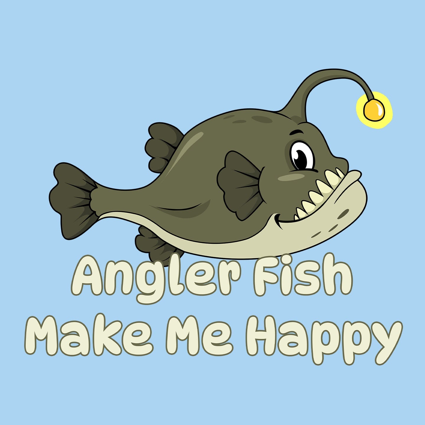 Angler Fish Toon Make Me Happy - Kids' Unisex T-Shirt - Graphic