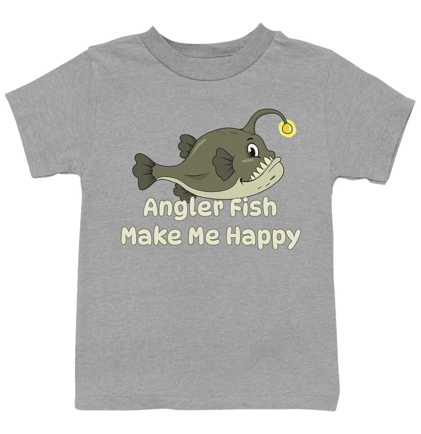 Angler Fish Toon Make Me Happy - Kids' Unisex T-Shirt - Grey