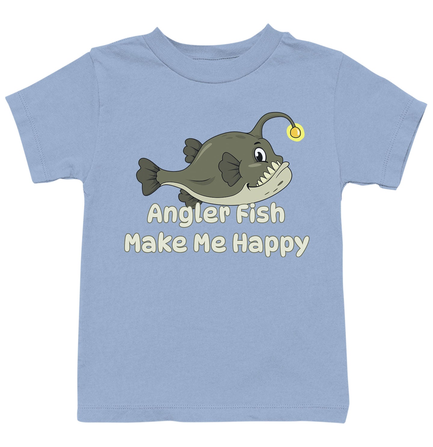 Angler Fish Toon Make Me Happy - Kids' Unisex T-Shirt - Light Blue