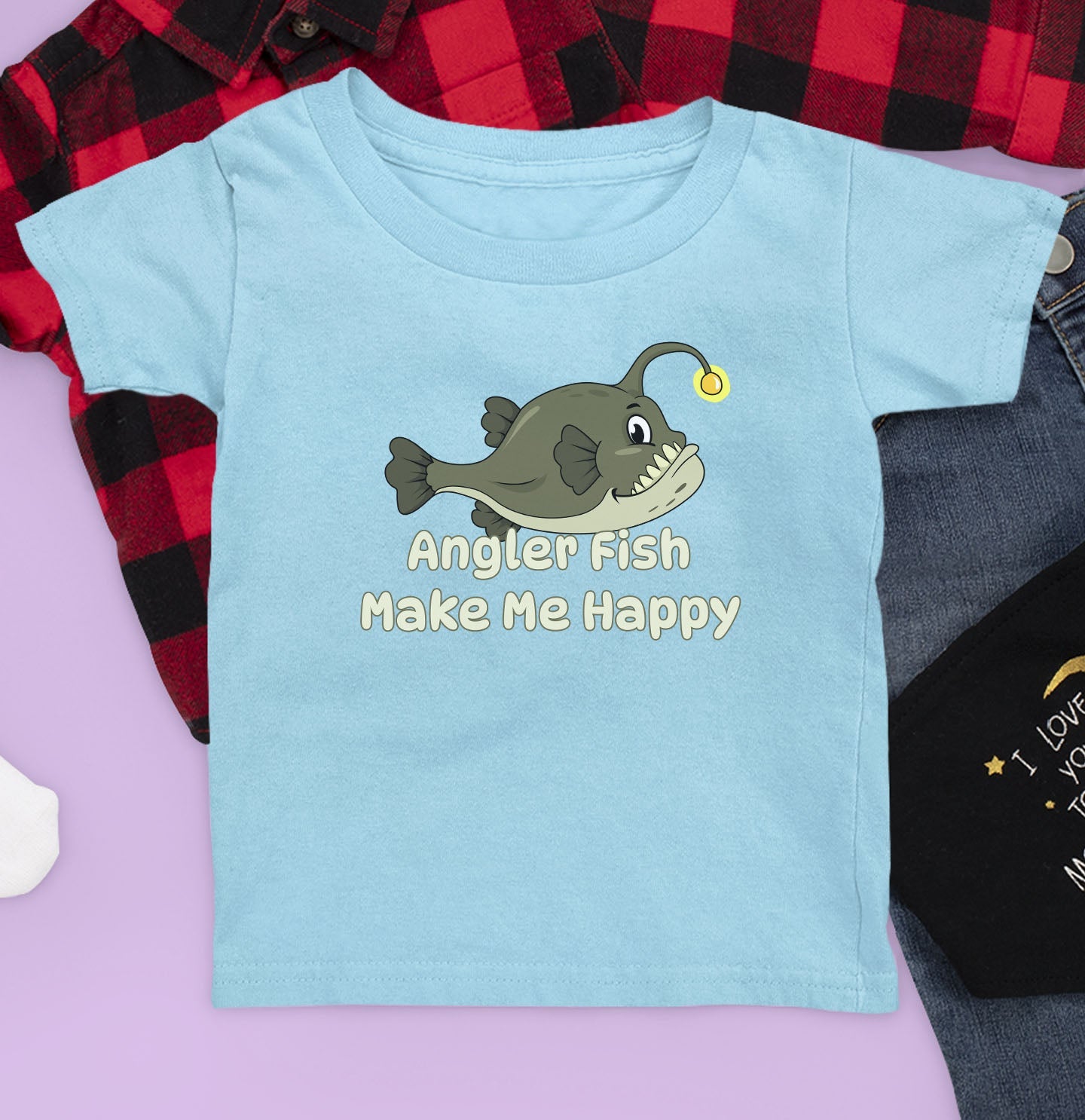 Angler Fish Toon Make Me Happy - Kids' Unisex T-Shirt - Main