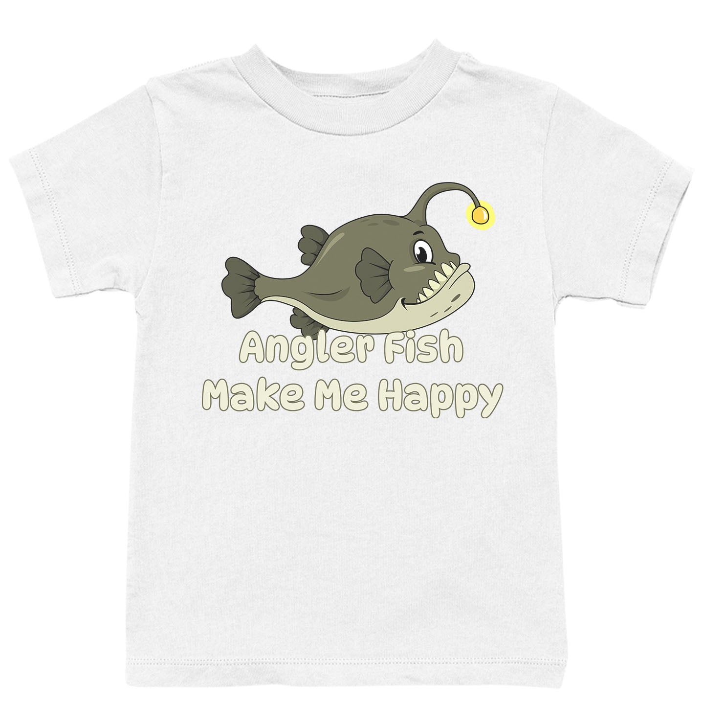 Angler Fish Toon Make Me Happy - Kids' Unisex T-Shirt - White