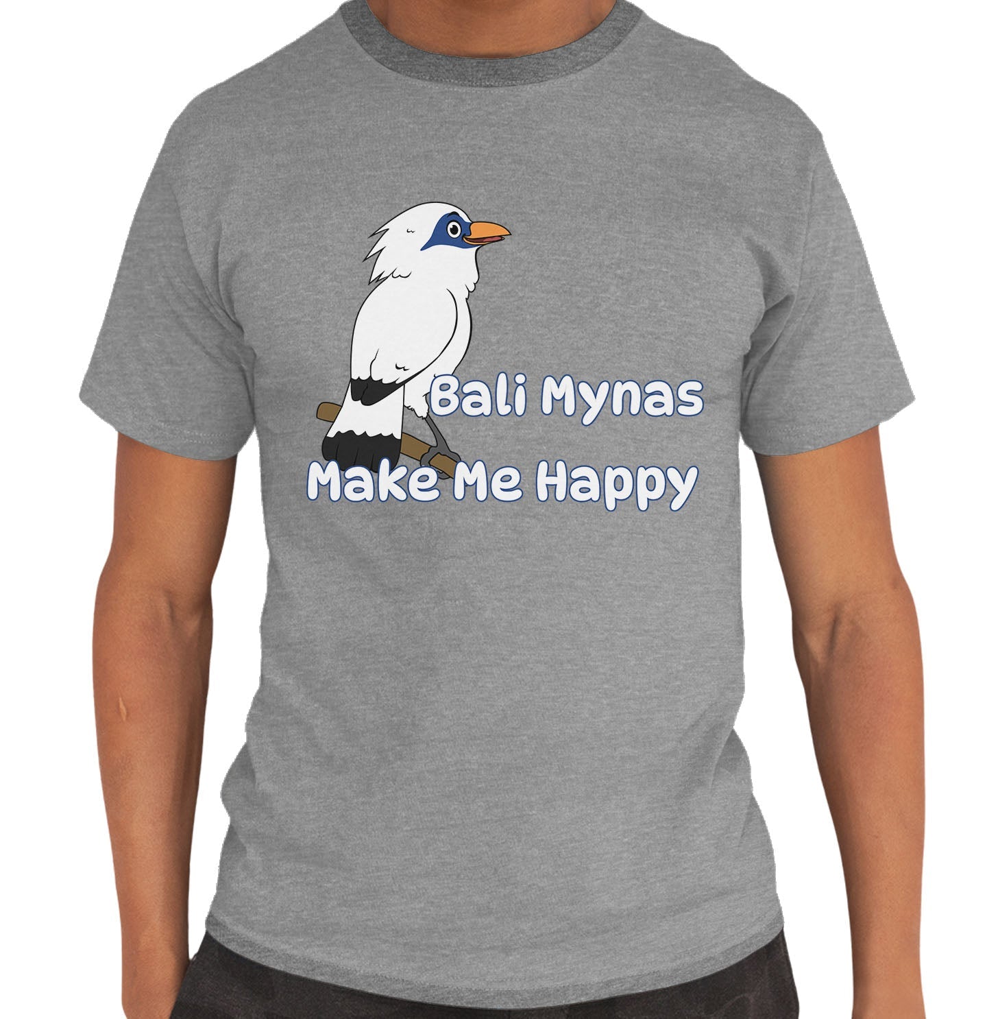 Bali Myna Toon Make Me Happy - Adult Unisex T-Shirt - Grey