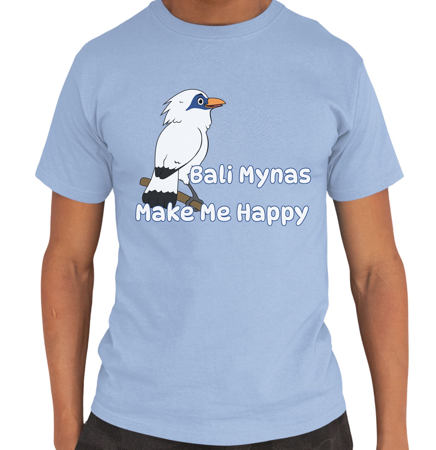 Bali Myna Toon Make Me Happy - Adult Unisex T-Shirt - Light Blue