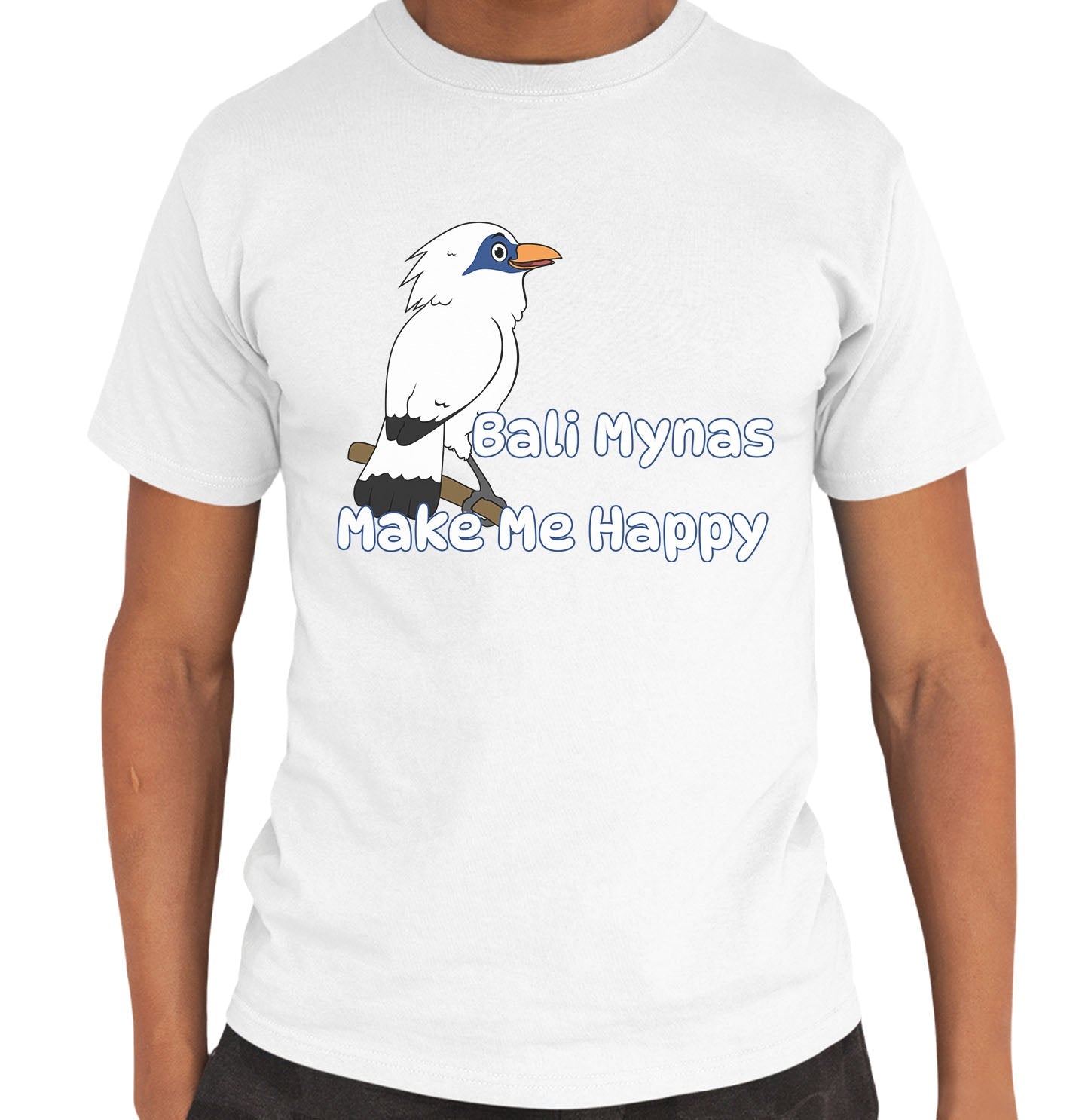 Bali Myna Toon Make Me Happy - Adult Unisex T-Shirt - White