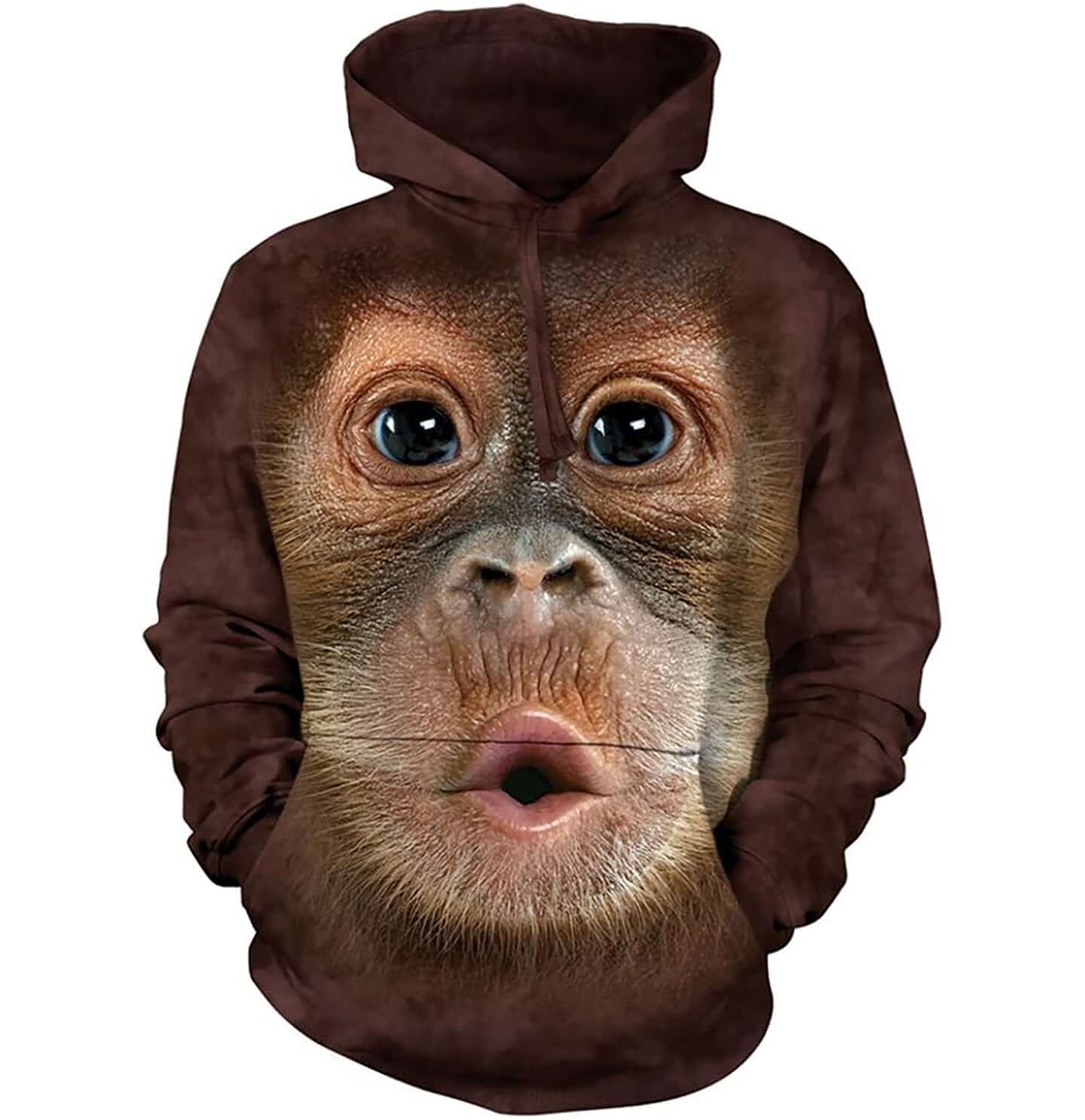 Big Face Baby Orangutan - Adult Unisex Hoodie Sweatshirt