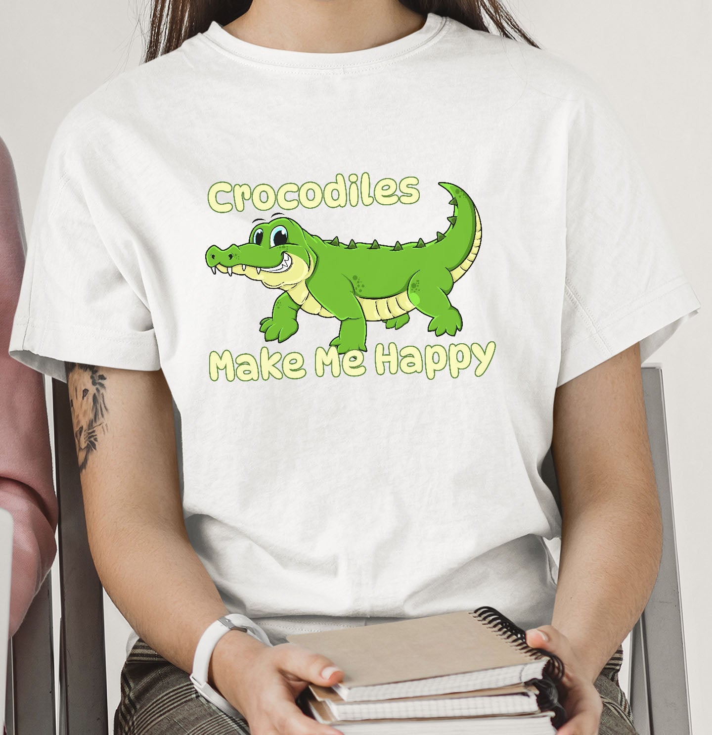 Crocodile Toon Make Me Happy - Adult Unisex T-Shirt - Main