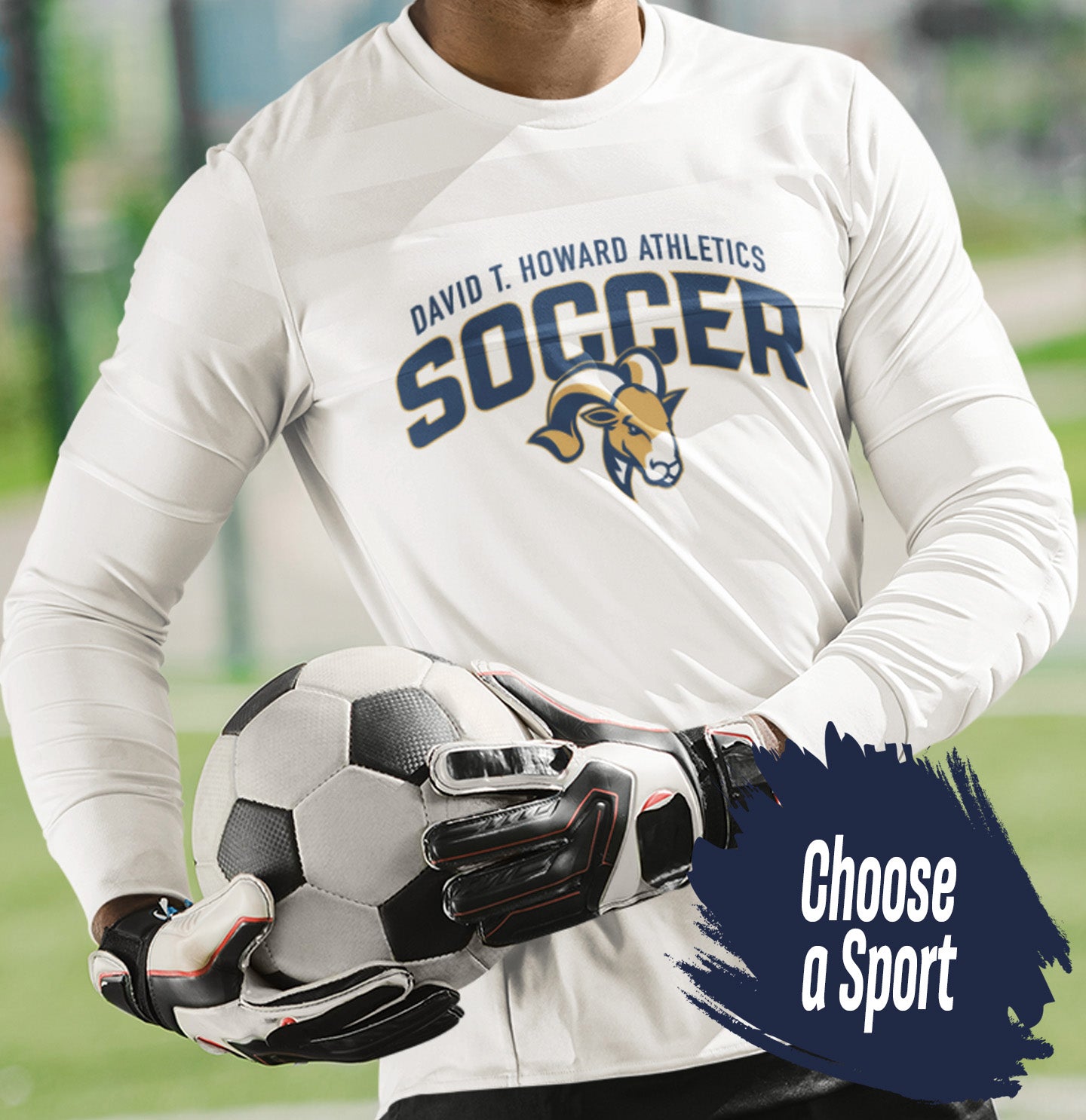 DTH Rams Athletics Full Color Sport Arch - Adult Dri-Fit Long Sleeve T-shirt