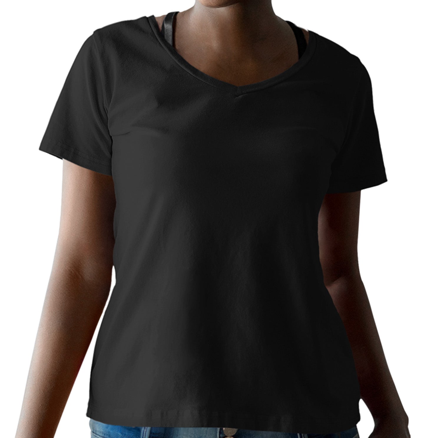 DTH Rams Athletics Full Color Sport Arch - Women's V-Neck T-Shirt - Black