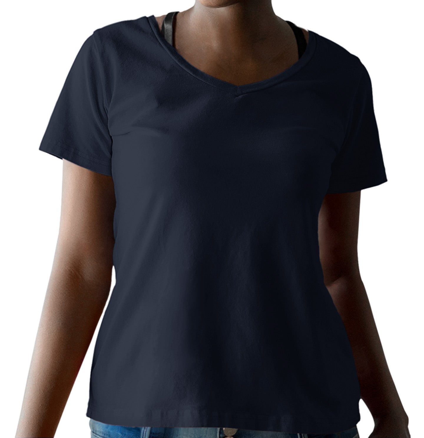 DTH Rams Athletics Full Color Sport Arch - Women's V-Neck T-Shirt - Navy