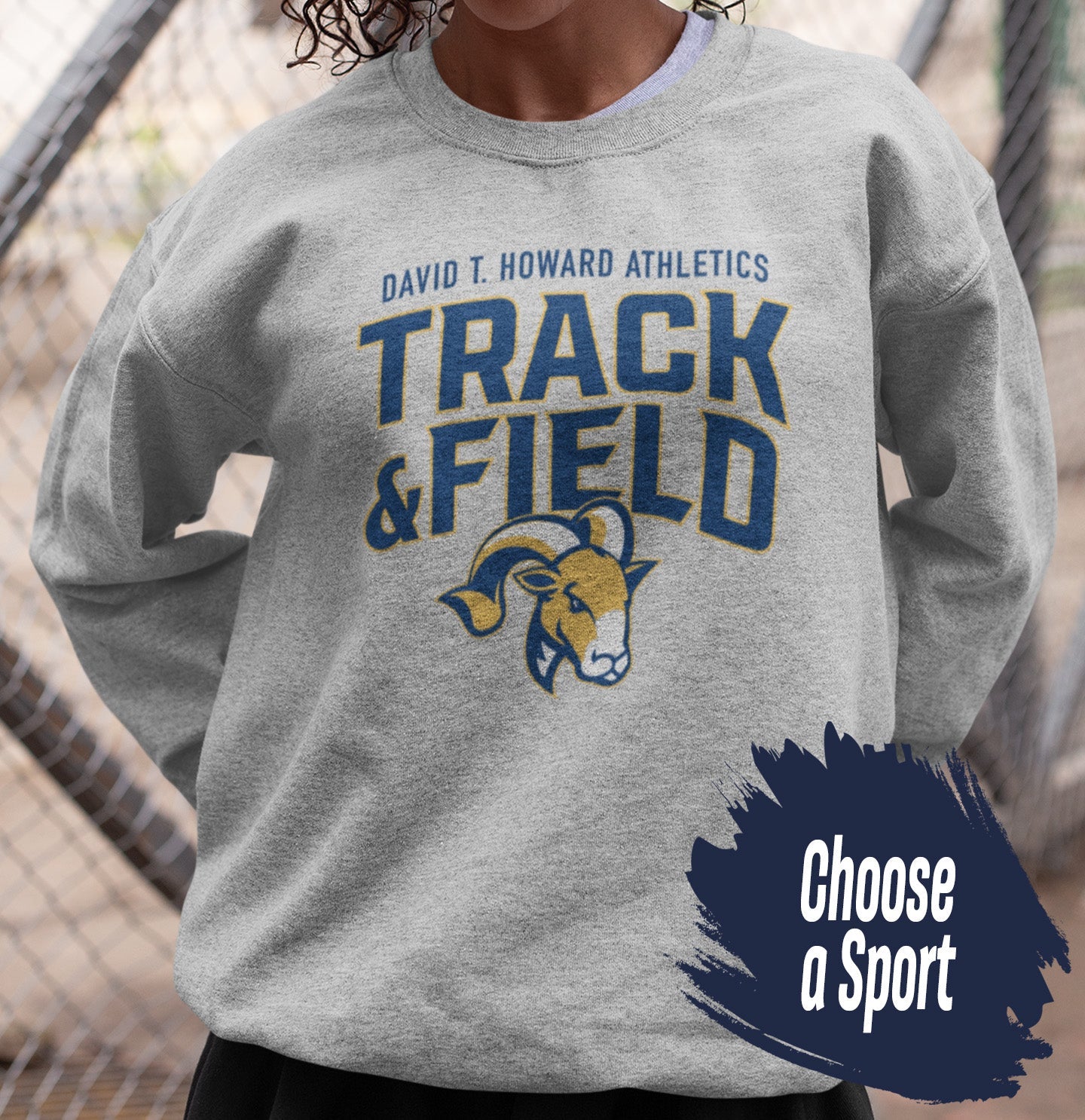 DTH Rams Athletics Full Color Sport Arch - Adult Unisex Crewneck Sweatshirt - Main