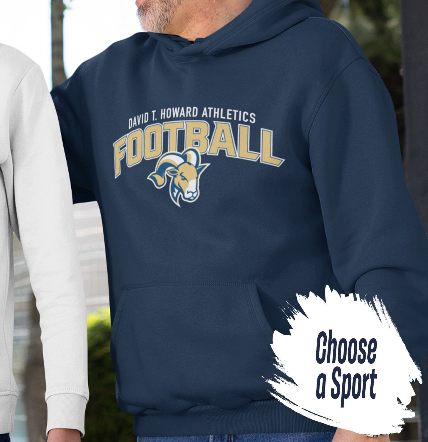 DTH Rams Athletics Full Color Sport Arch - Adult Unisex Hoodie Sweatshirt - Main