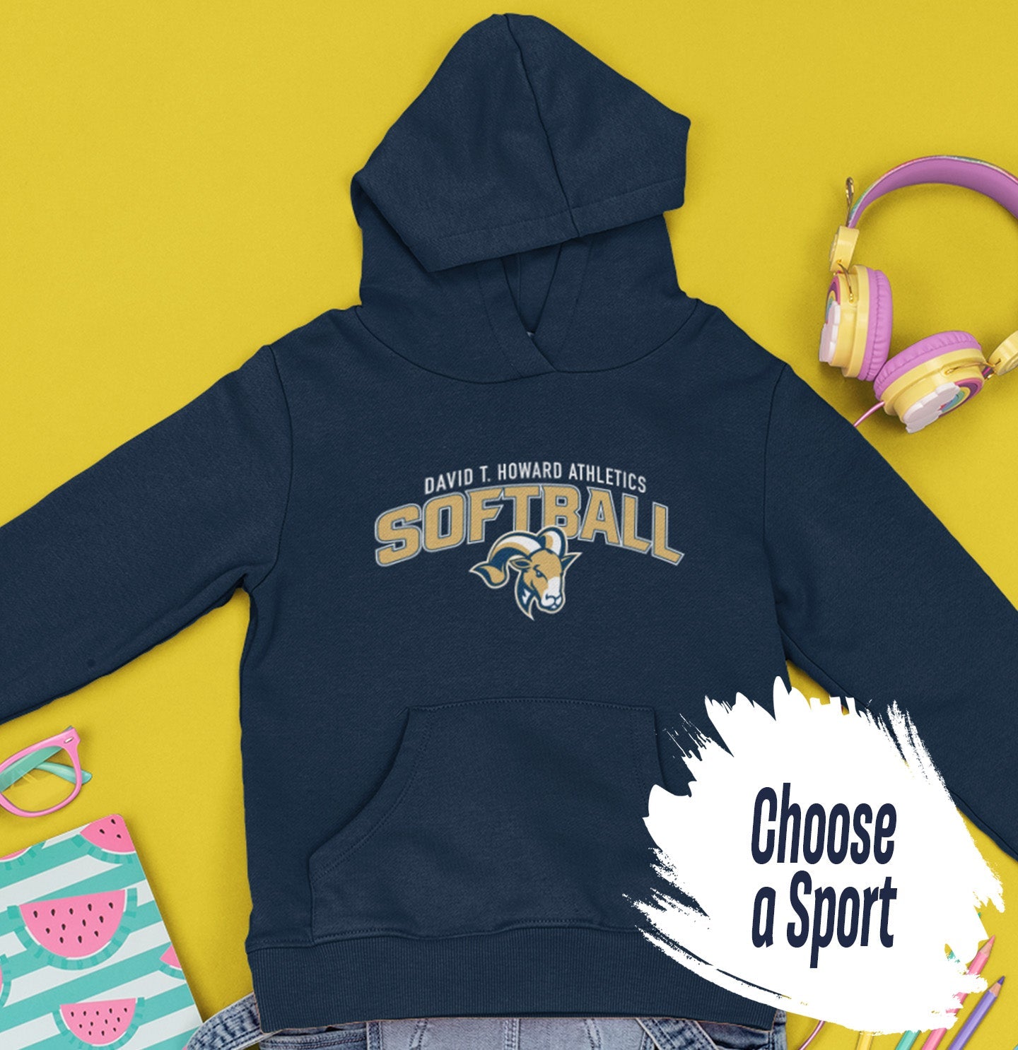 DTH Rams Athletics Full Color Sport Arch - Kids' Unisex Hoodie Sweatshirt - Main