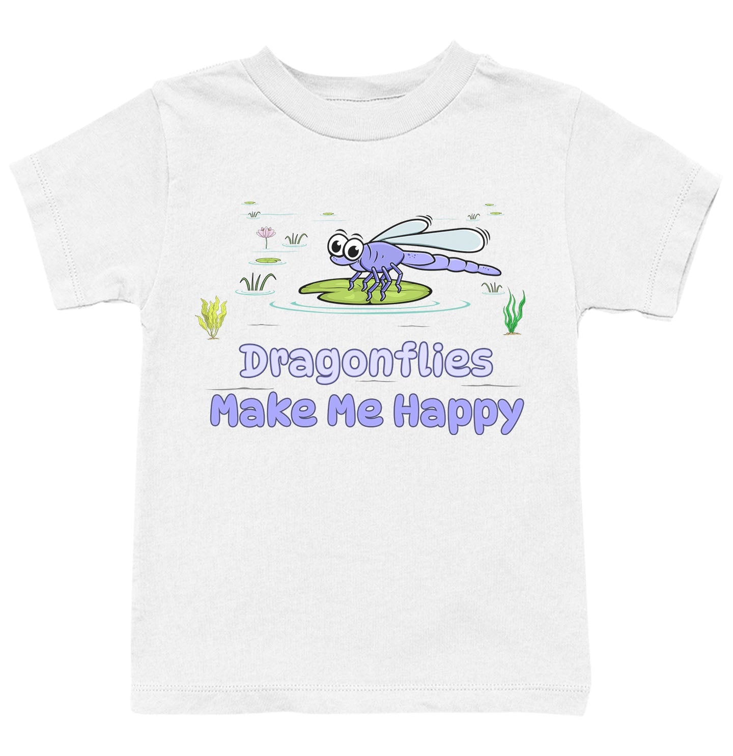 Dragonfly Toon Make Me Happy - Kids' Unisex T-Shirt - White