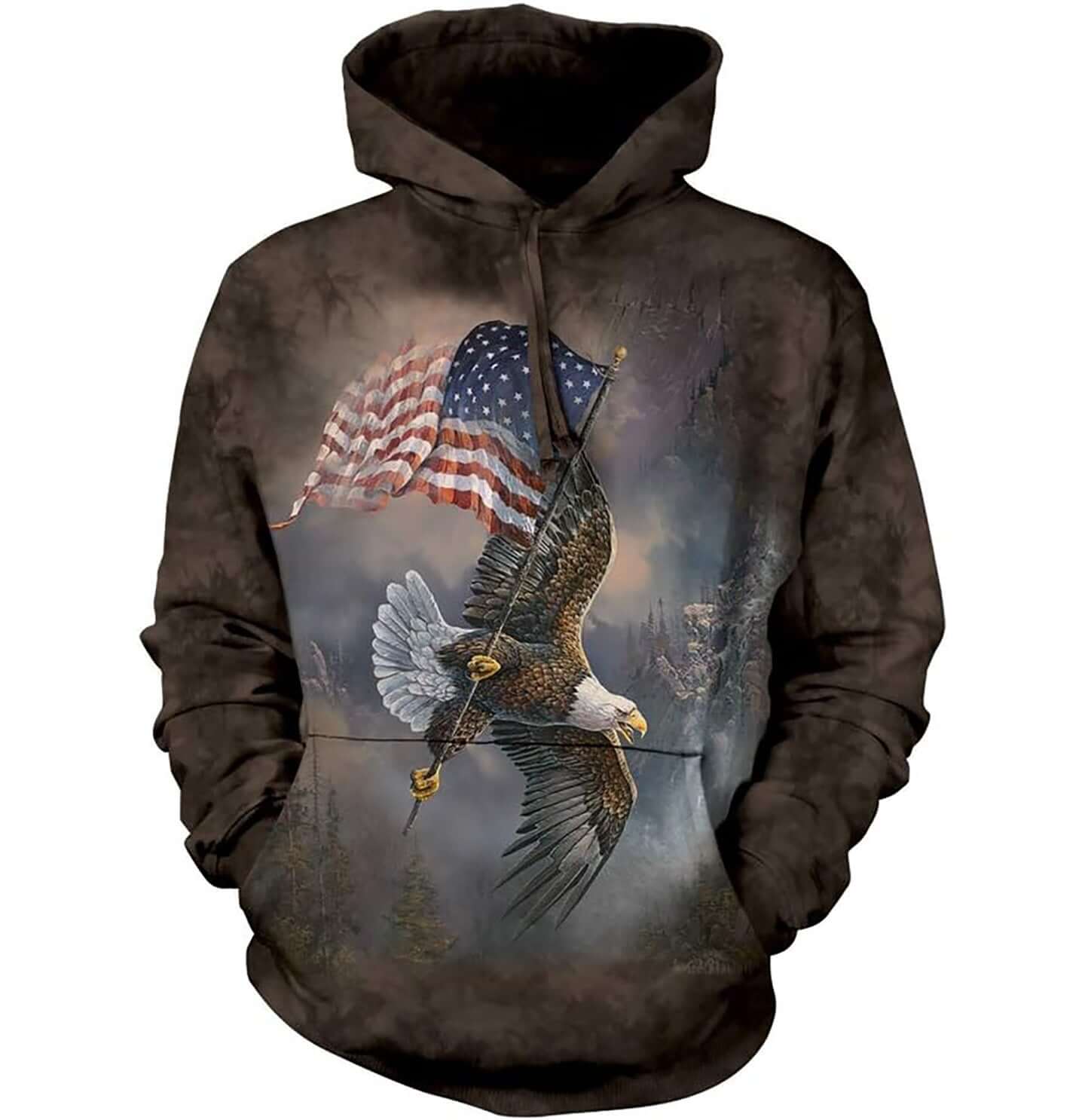 Flag-Bearing Eagle - Adult Unisex Hoodie Sweatshirt