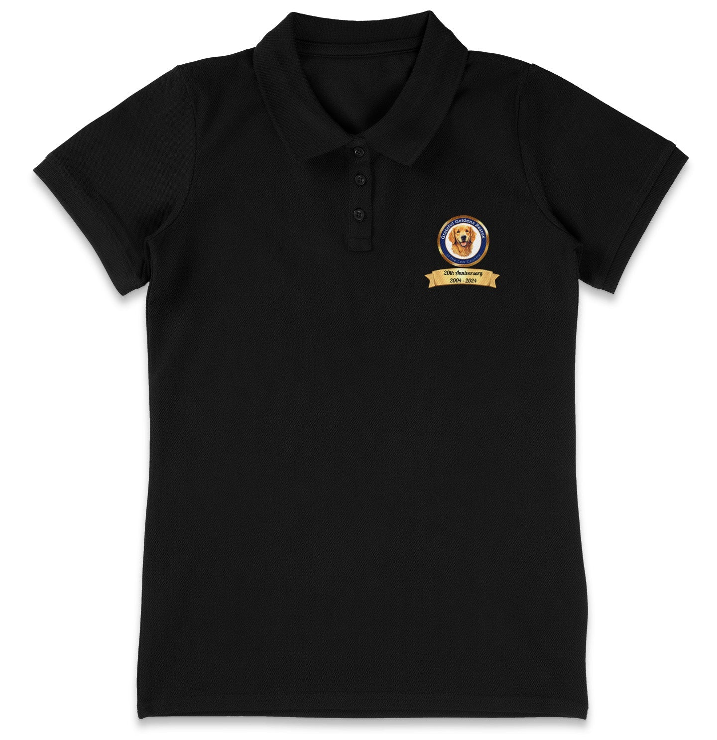Grateful Golden Rescue 20th Anniversary LC Logo - Women's Micro-Mesh Polo - Maroon - 2X-Large - Black