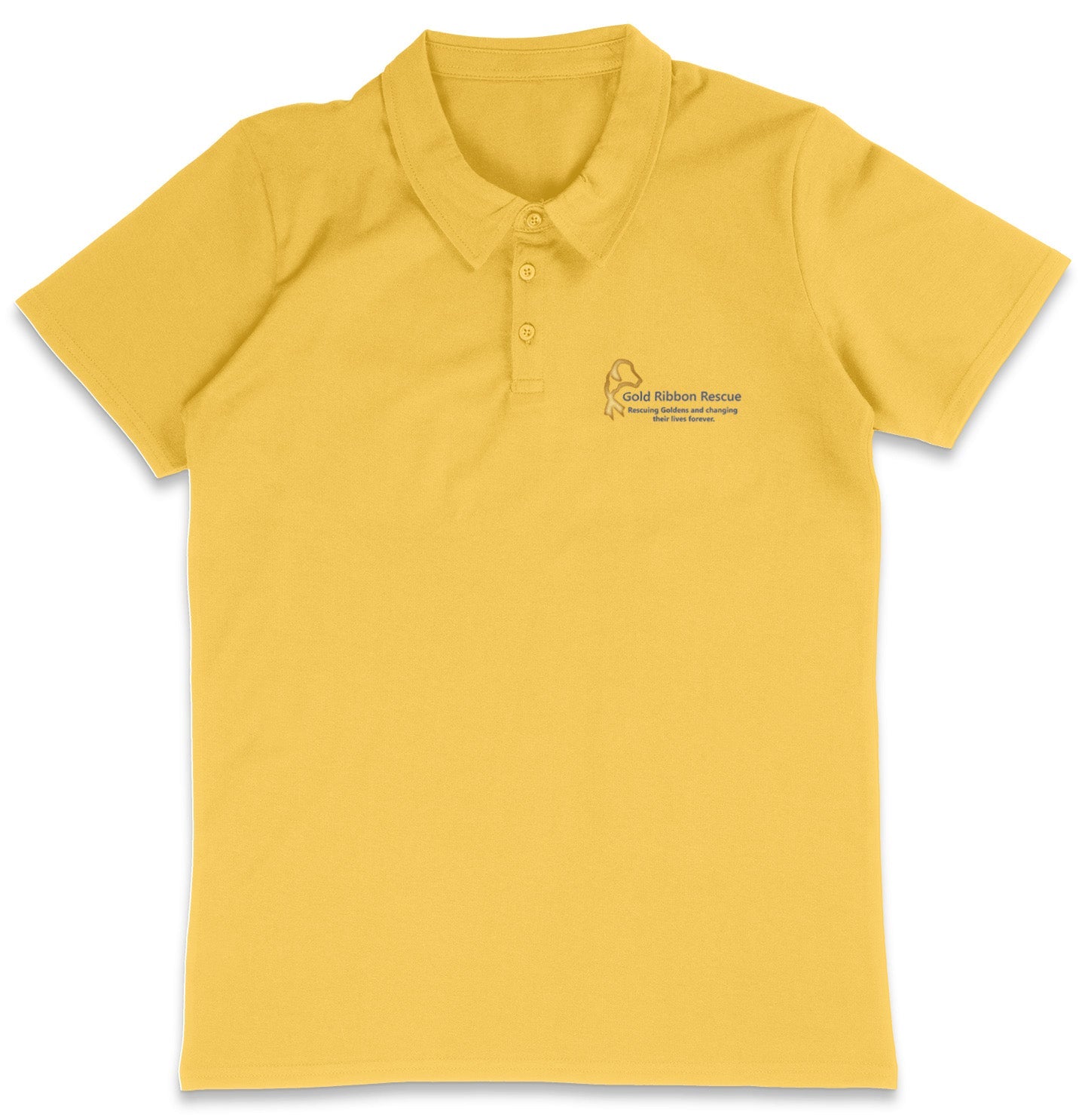 Gold Ribbon Rescue LC Logo - Adult Micro-Mesh Polo - Light Blue - 2X-Large - Yellow