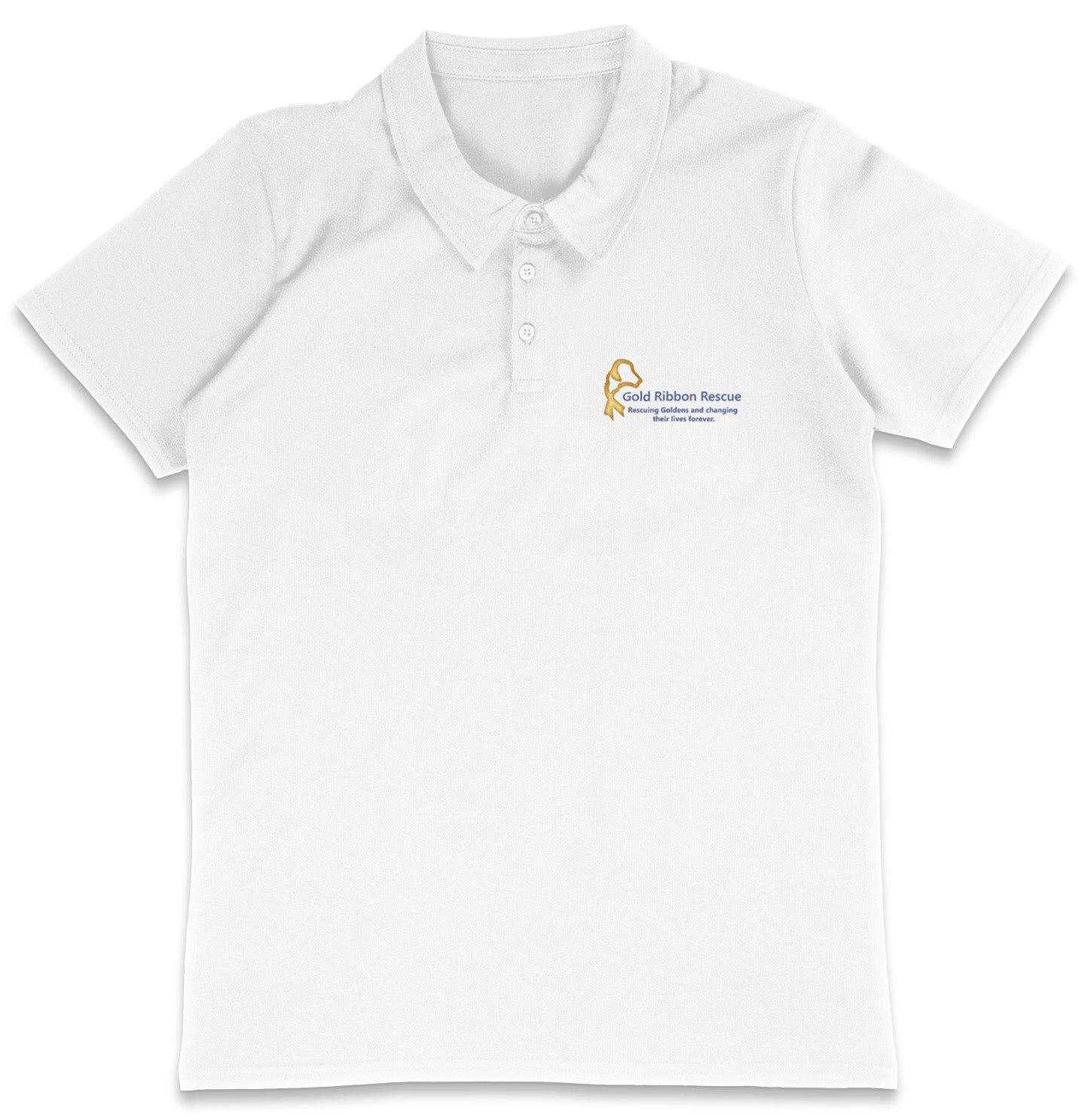 Gold Ribbon Rescue LC Logo - Adult Micro-Mesh Polo - Light Blue - 3X-Large - White