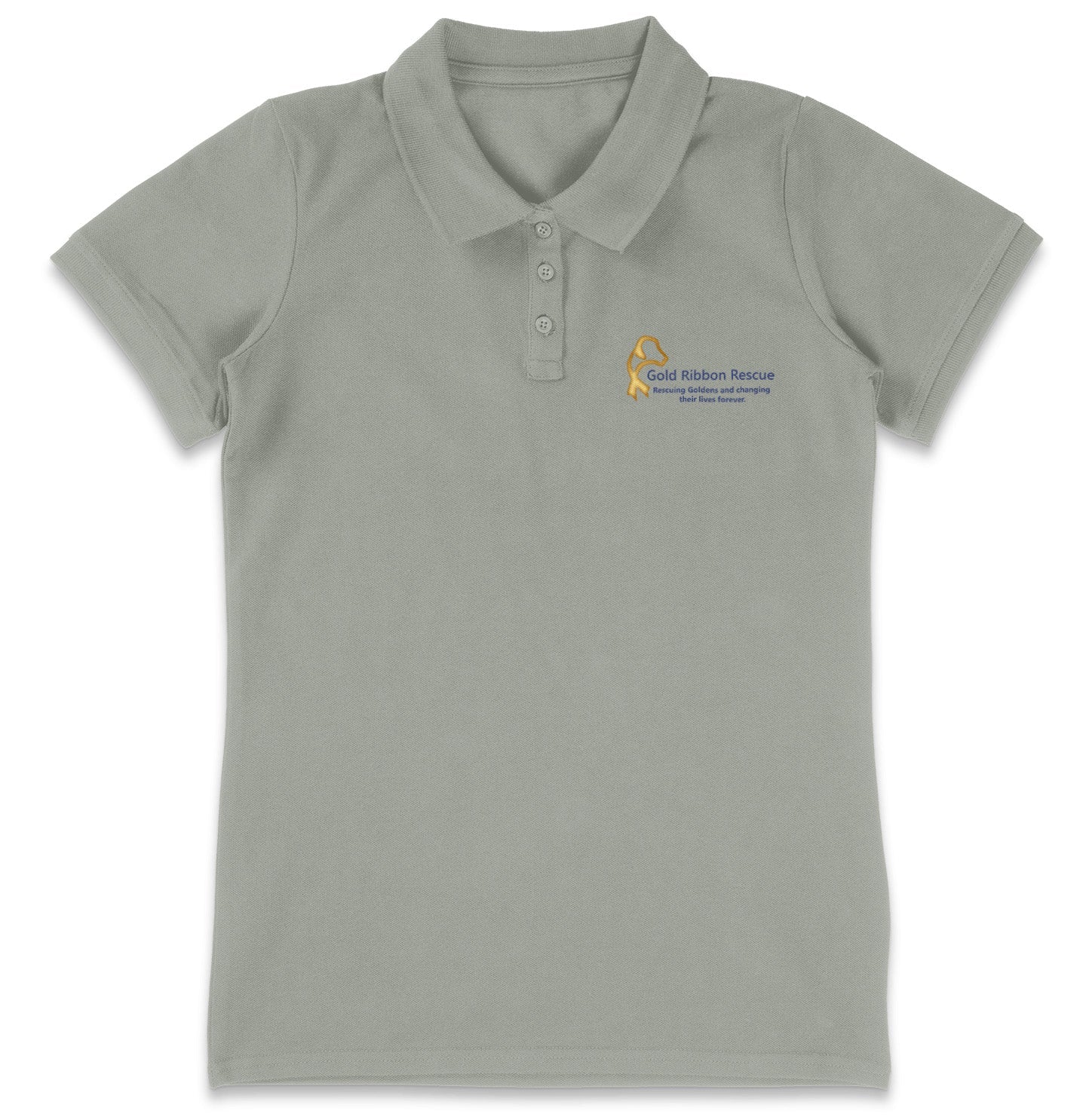 Gold Ribbon Rescue LC Logo - Women's Micro-Mesh Polo - Light Blue - X-Large - Sizes
