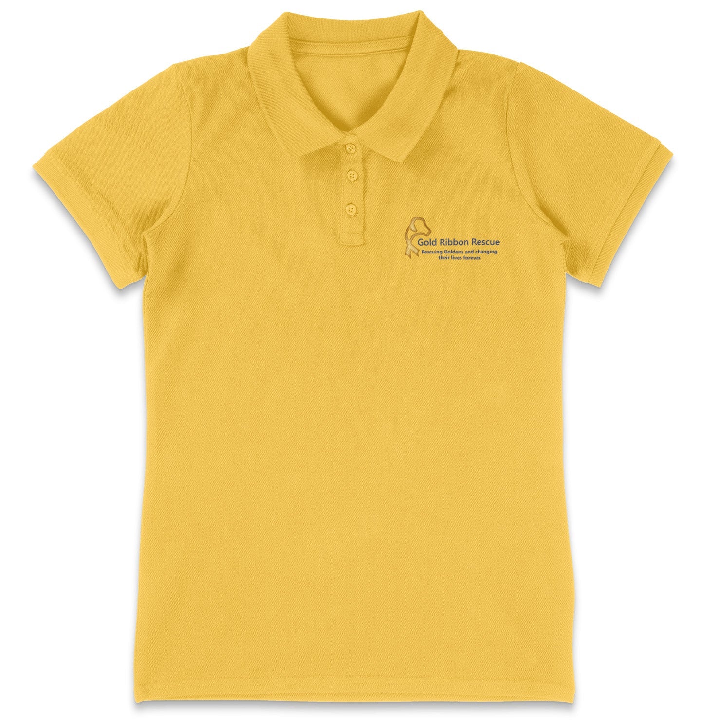 Gold Ribbon Rescue LC Logo - Women's Micro-Mesh Polo - Light Blue - 2X-Large - Yellow