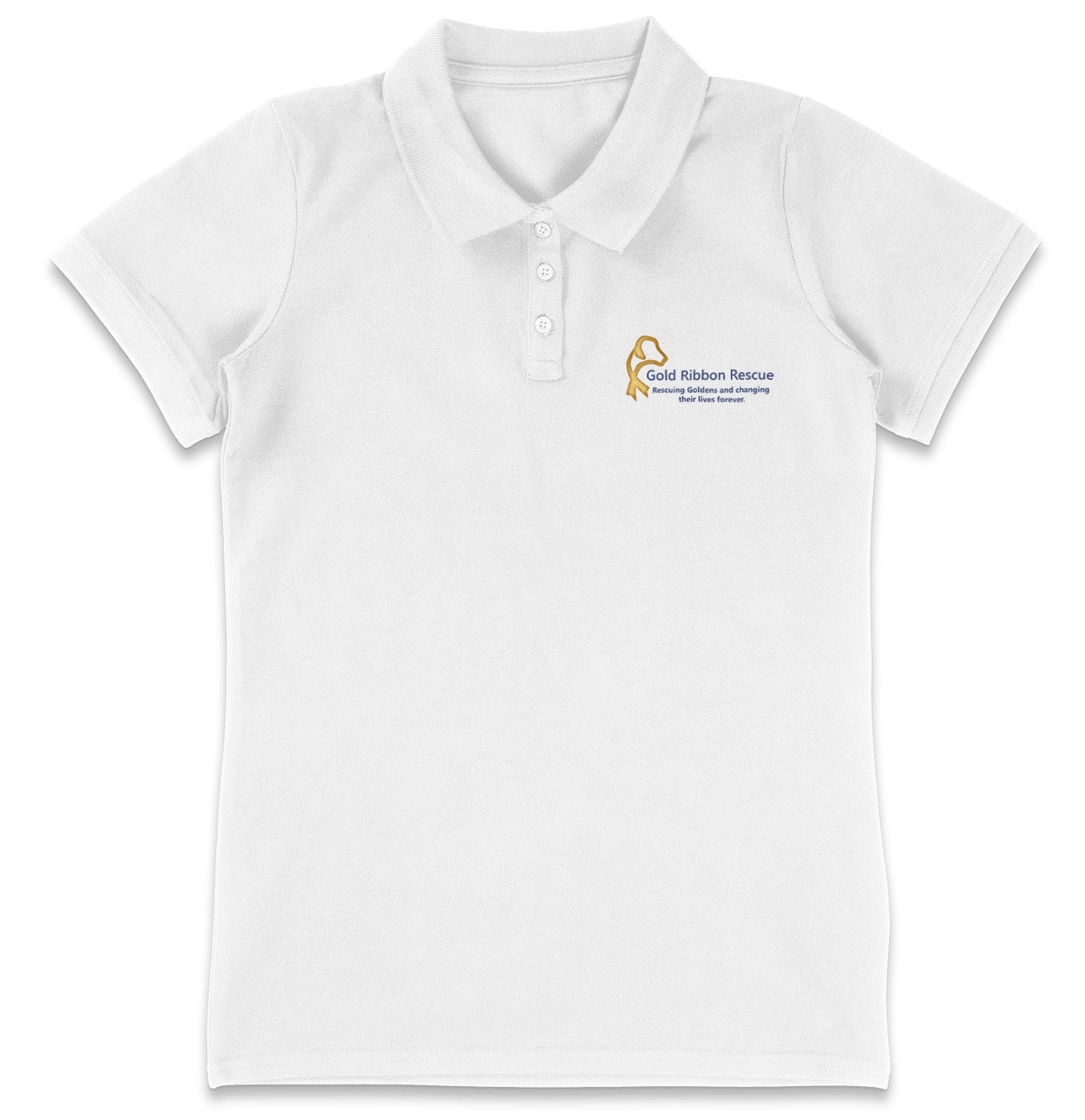 Gold Ribbon Rescue LC Logo - Women's Micro-Mesh Polo - Light Blue - 3X-Large - White