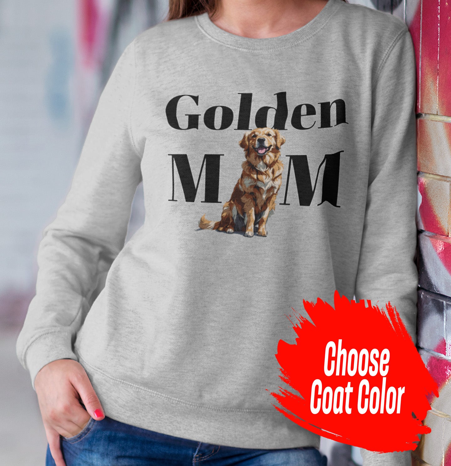 Golden Mom Illustration - Personalized Custom Adult Unisex Crewneck Sweatshirt