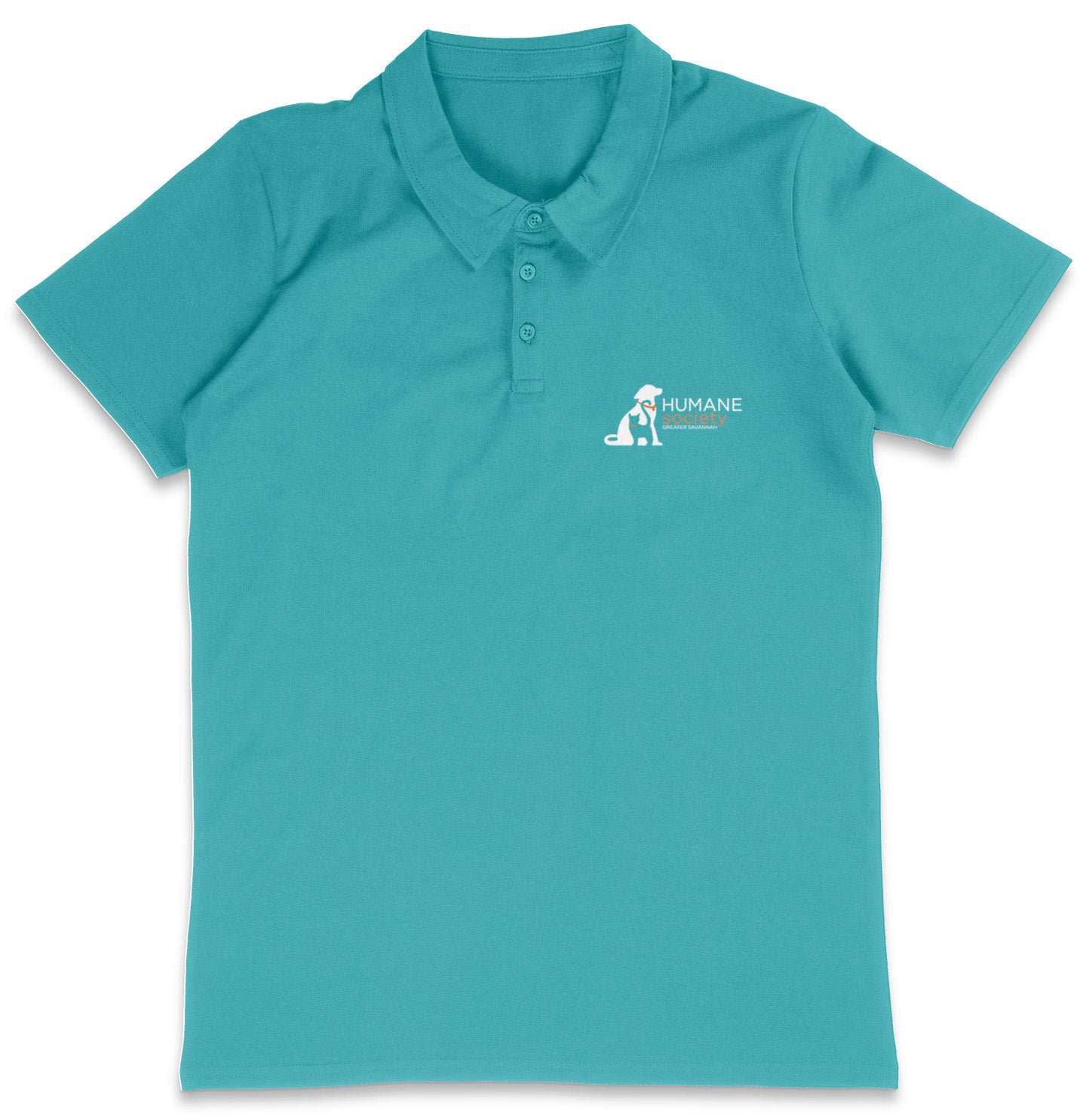 Humane Society Greater Savannah LC Logo - Adult Micro-Mesh Polo - Tropical Blue - X-Large - Sizes