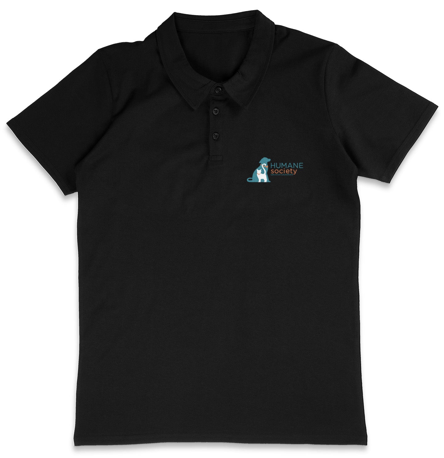 Humane Society Greater Savannah LC Logo - Adult Micro-Mesh Polo - Tropical Blue - 3X-Large - Charcoal