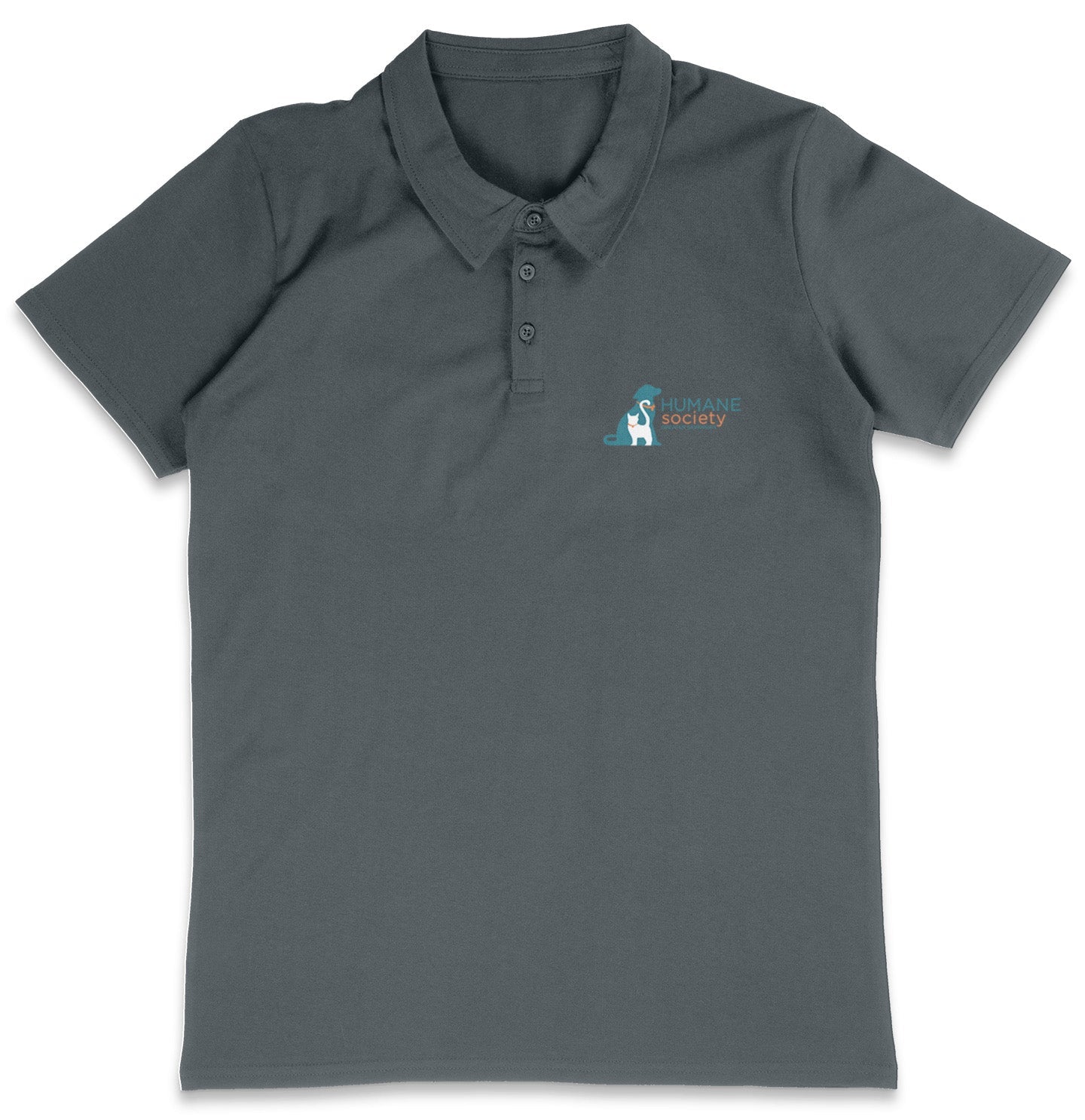 Humane Society Greater Savannah LC Logo - Adult Micro-Mesh Polo - Light Blue - Small - Grey