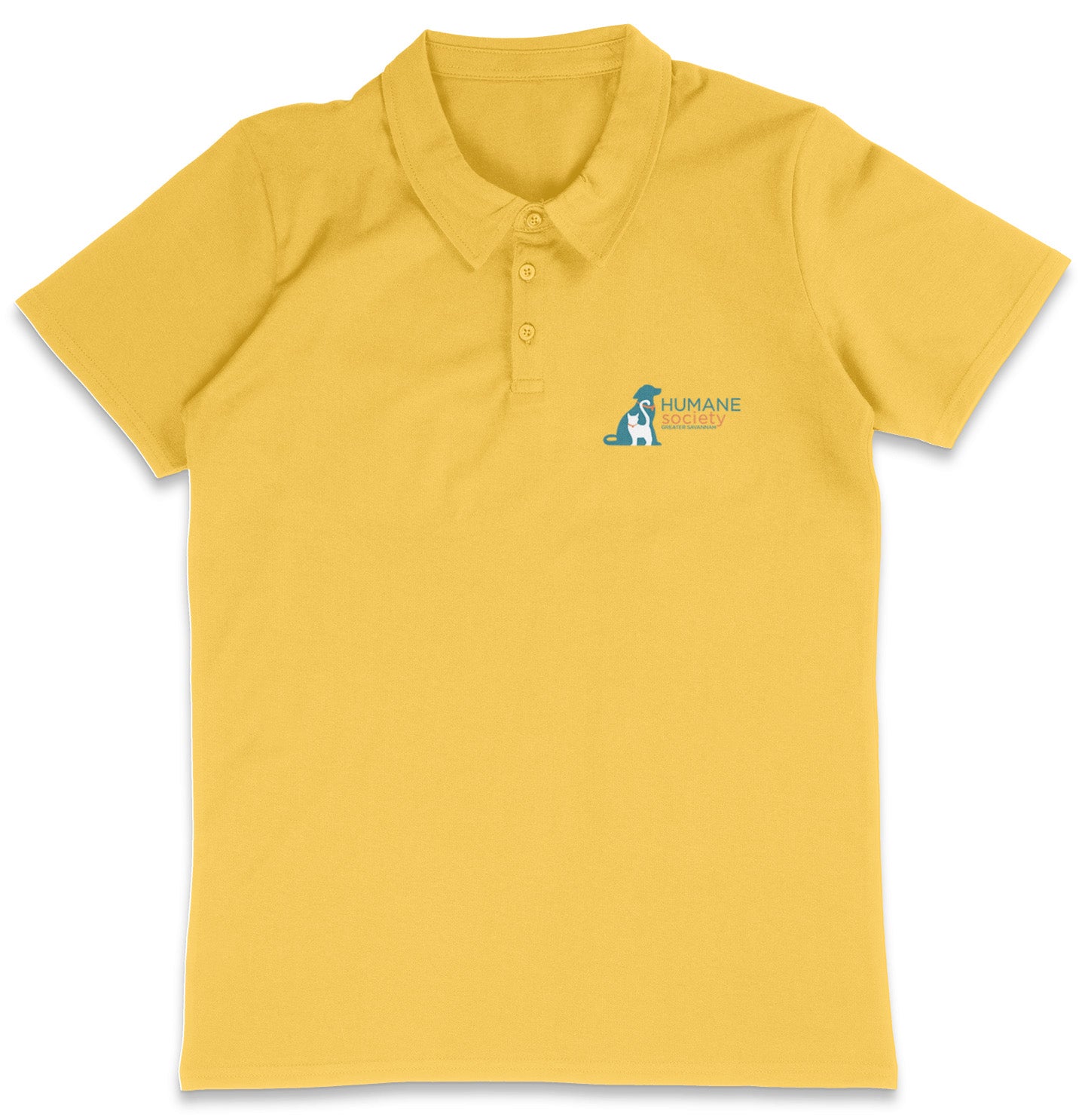 Humane Society Greater Savannah LC Logo - Adult Micro-Mesh Polo - Light Blue - Large - Yellow