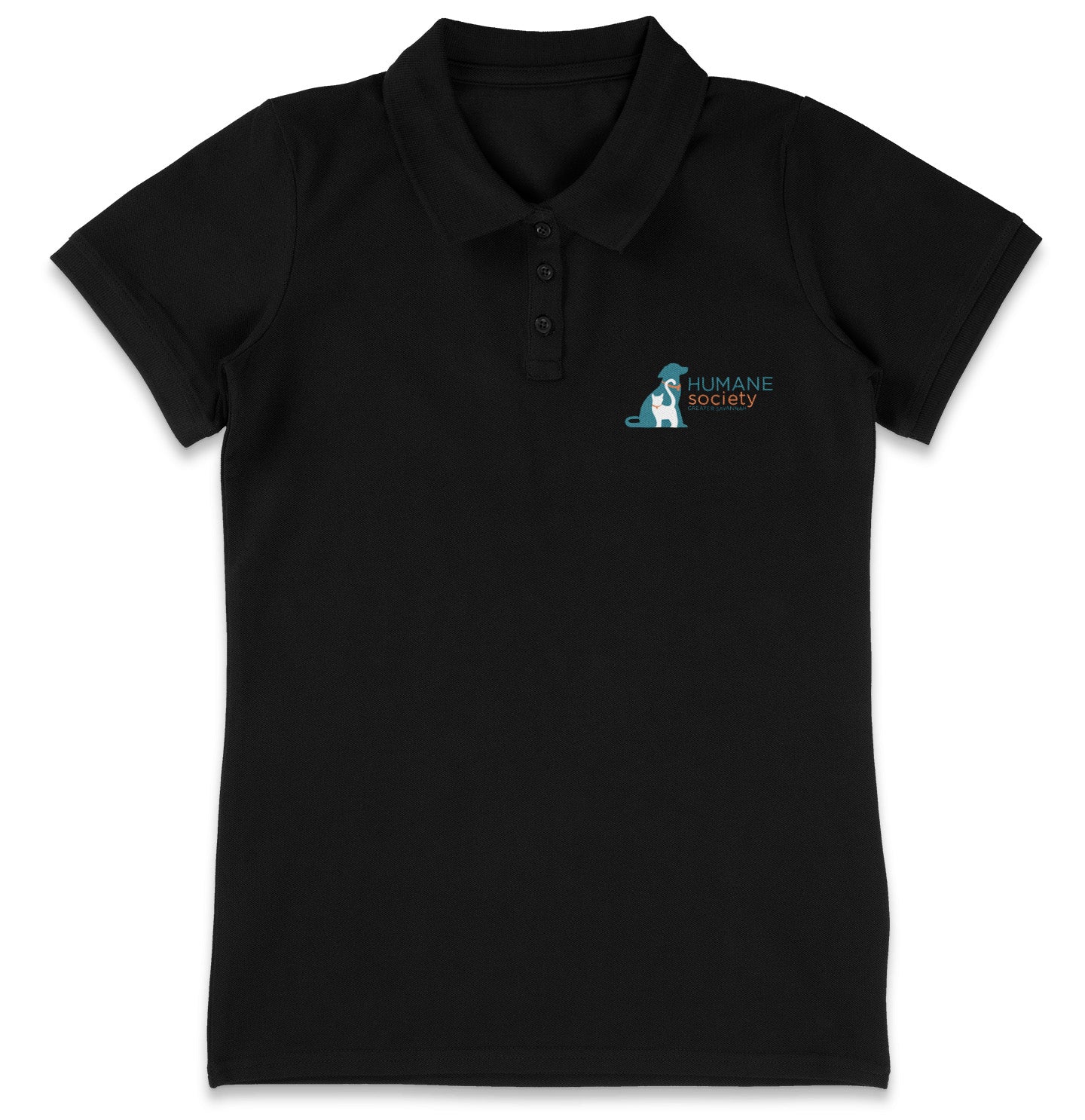 Humane Society Greater Savannah LC Logo - Women's Micro-Mesh Polo - Tropical Blue - 3X-Large - Charcoal