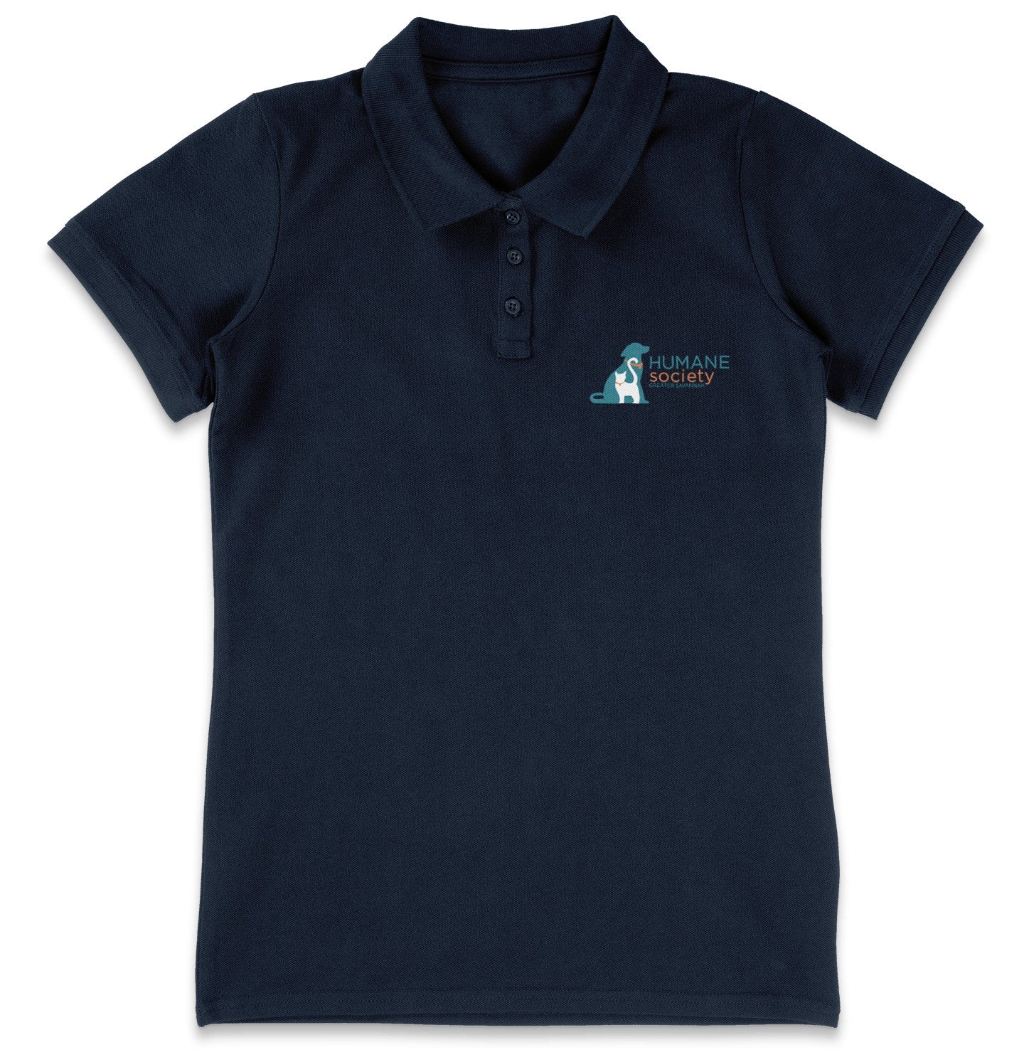 Humane Society Greater Savannah LC Logo - Women's Micro-Mesh Polo - Light Blue - Large - Yellow