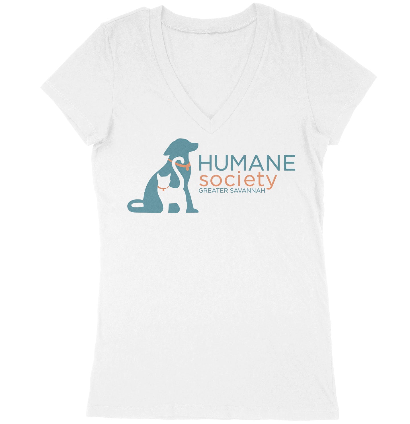 Humane Society Greater Savannah Logo - Women's V-Neck T-Shirt - Light Violet - Small - White