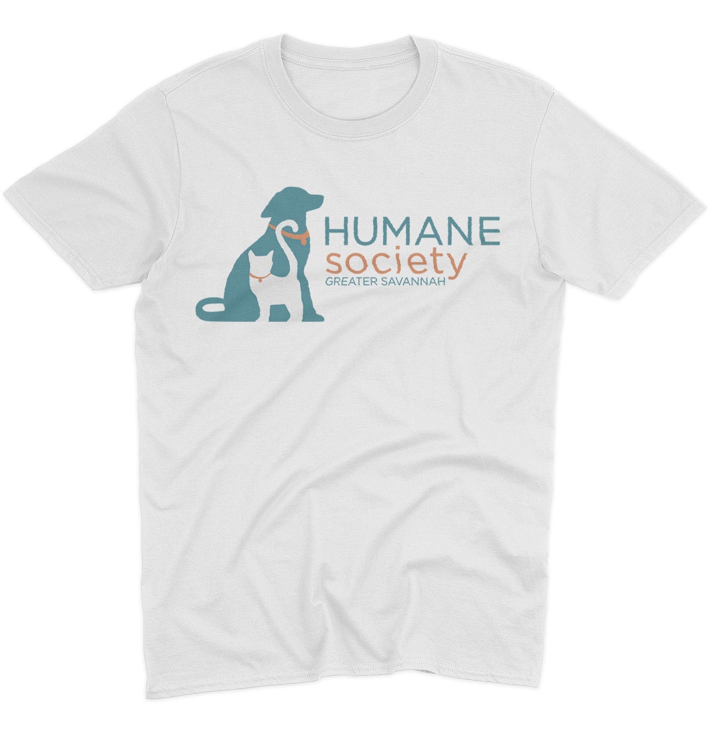 Humane Society Greater Savannah Logo - Adult Unisex T-Shirt - Pink - 2X-Large - White
