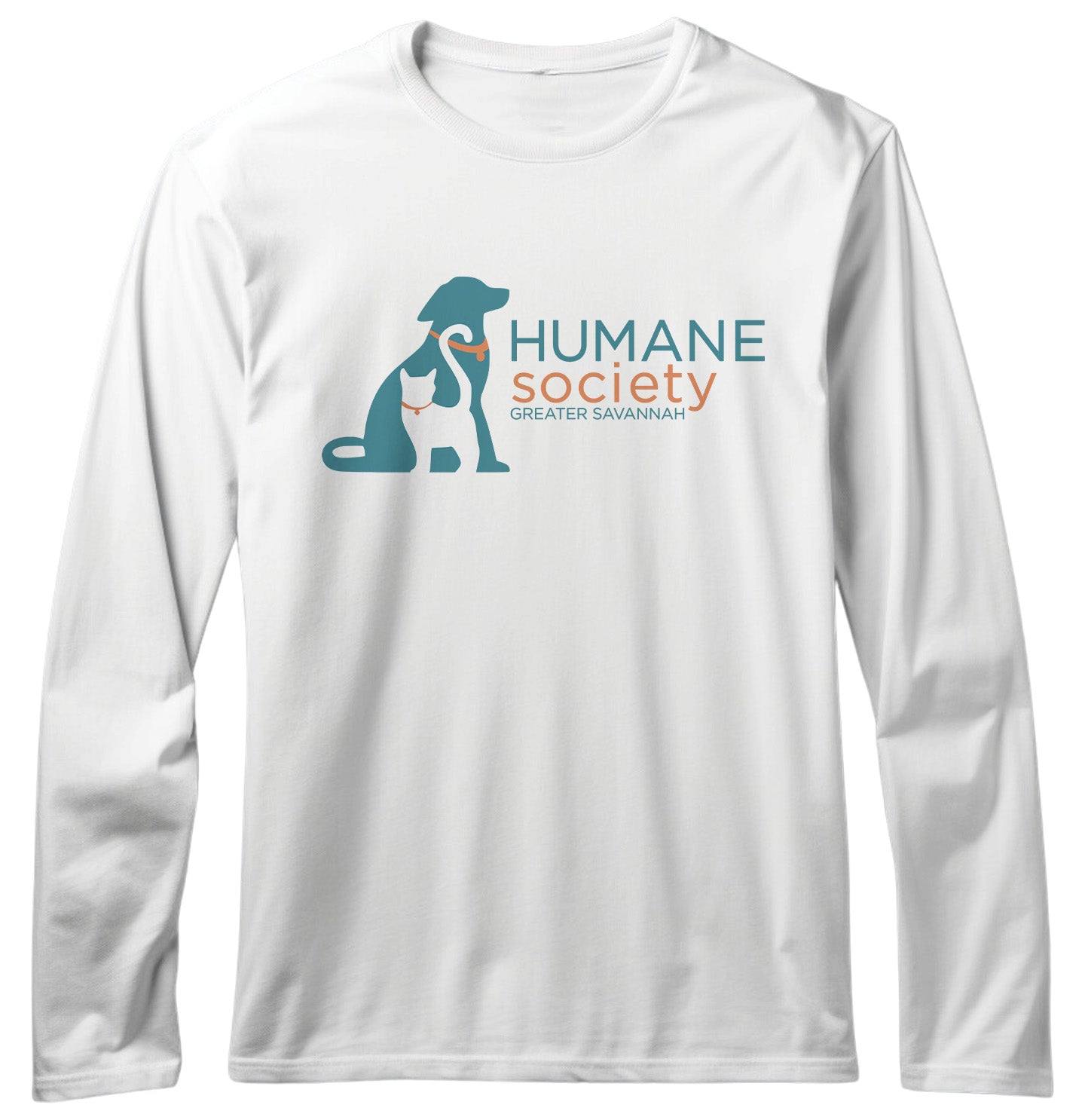 Humane Society Greater Savannah Logo - Adult Unisex Long Sleeve T-Shirt - Grey - 4X-Large - White