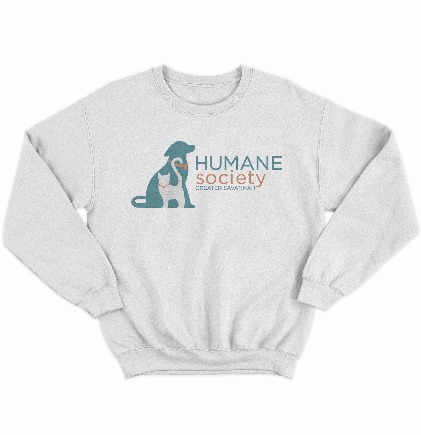 Humane Society Greater Savannah Logo - Adult Unisex Crewneck Sweatshirt - Grey - 3X-Large - White