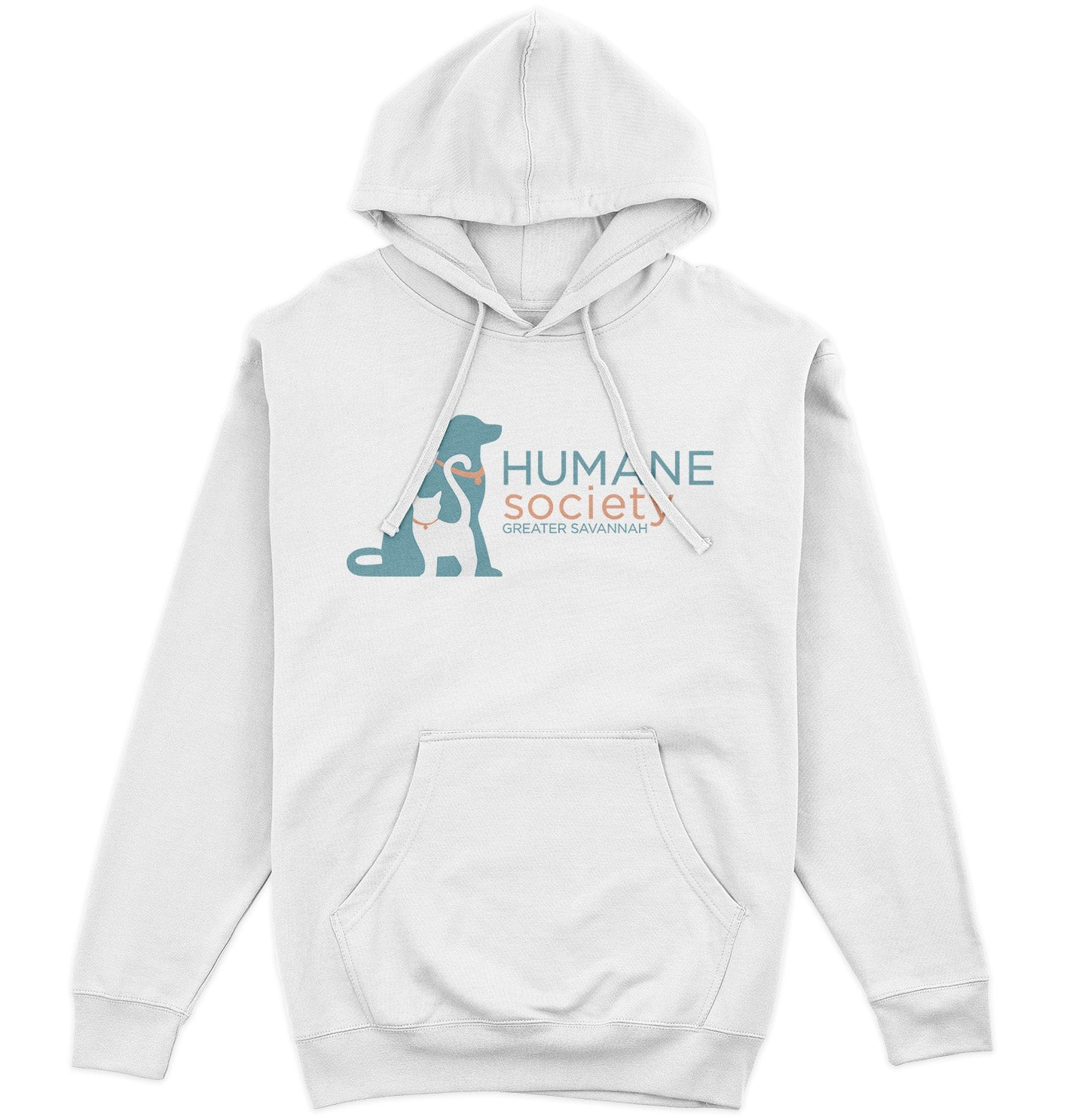 Humane Society Greater Savannah Logo - Adult Unisex Hoodie Sweatshirt - Black - Small - White