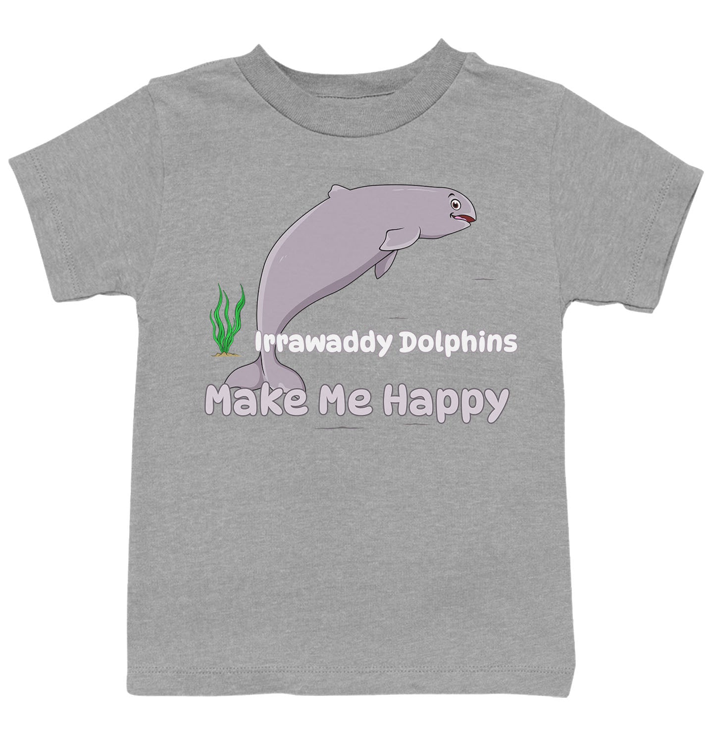 Irrawaddy Dolphin Toon Make Me Happy - Kids' Unisex T-Shirt - Grey