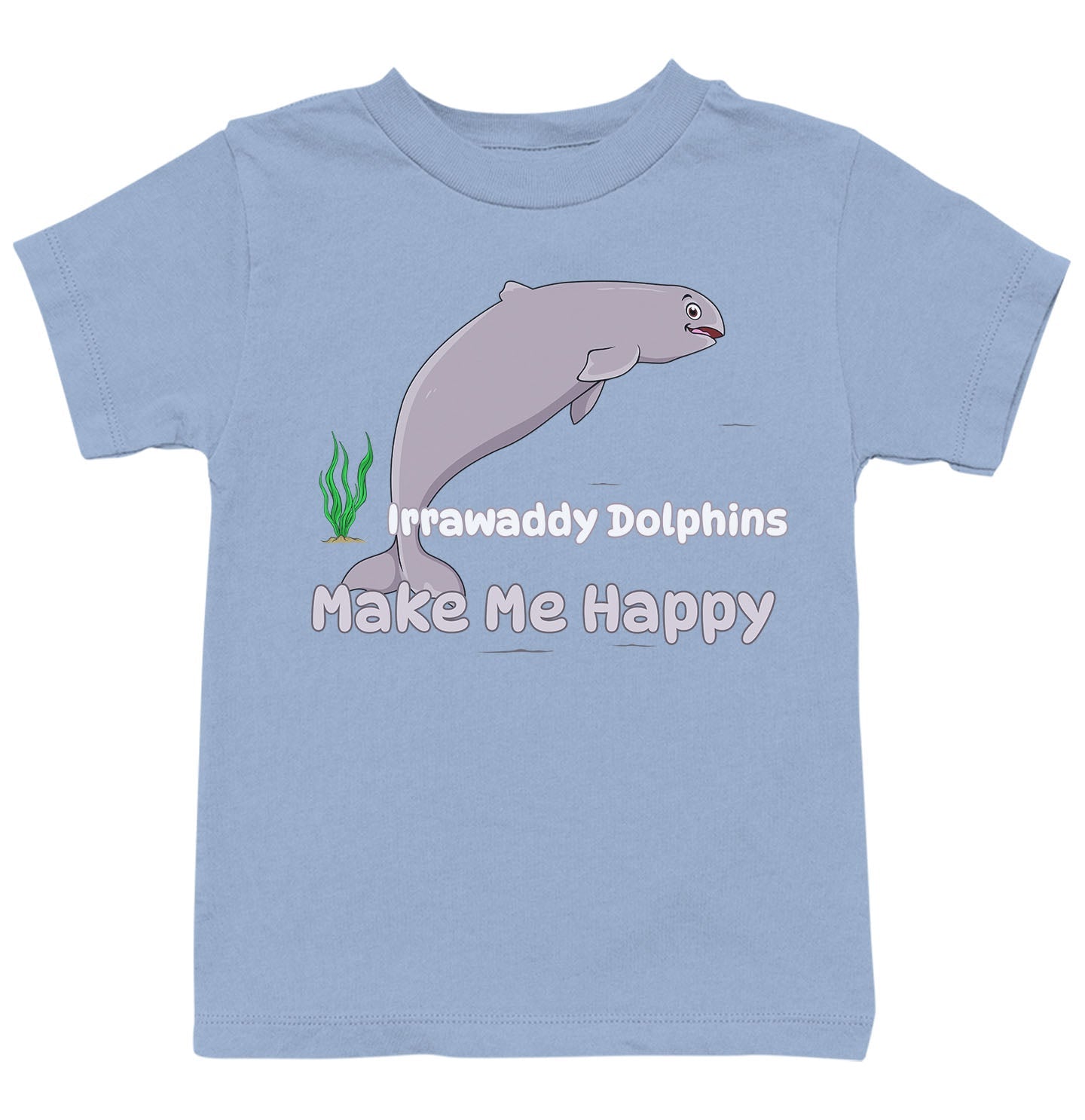 Irrawaddy Dolphin Toon Make Me Happy - Kids' Unisex T-Shirt - Light Blue