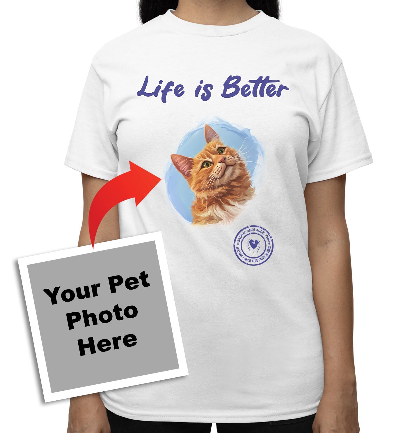Life is Better With My BDAF Rescue Pet - Personalized Custom Adult Unisex T-Shirt - White